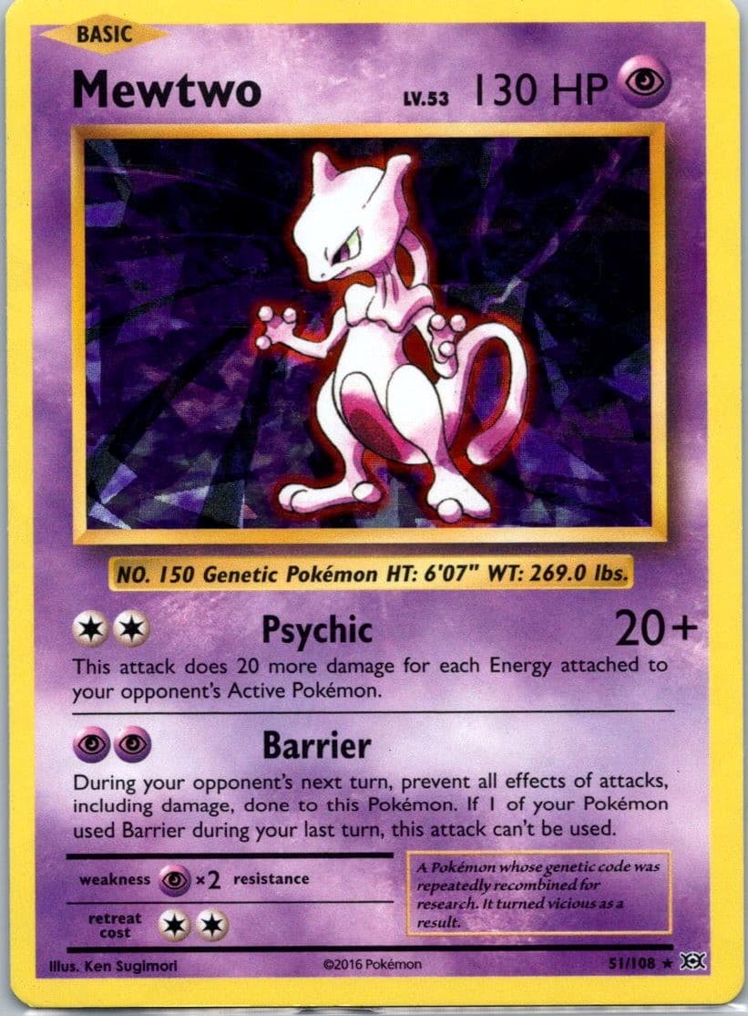 Mewtwo - 51/108 (Cracked Ice Holo) 051/108 Holo Rare Deck Exclusives 2016 LP