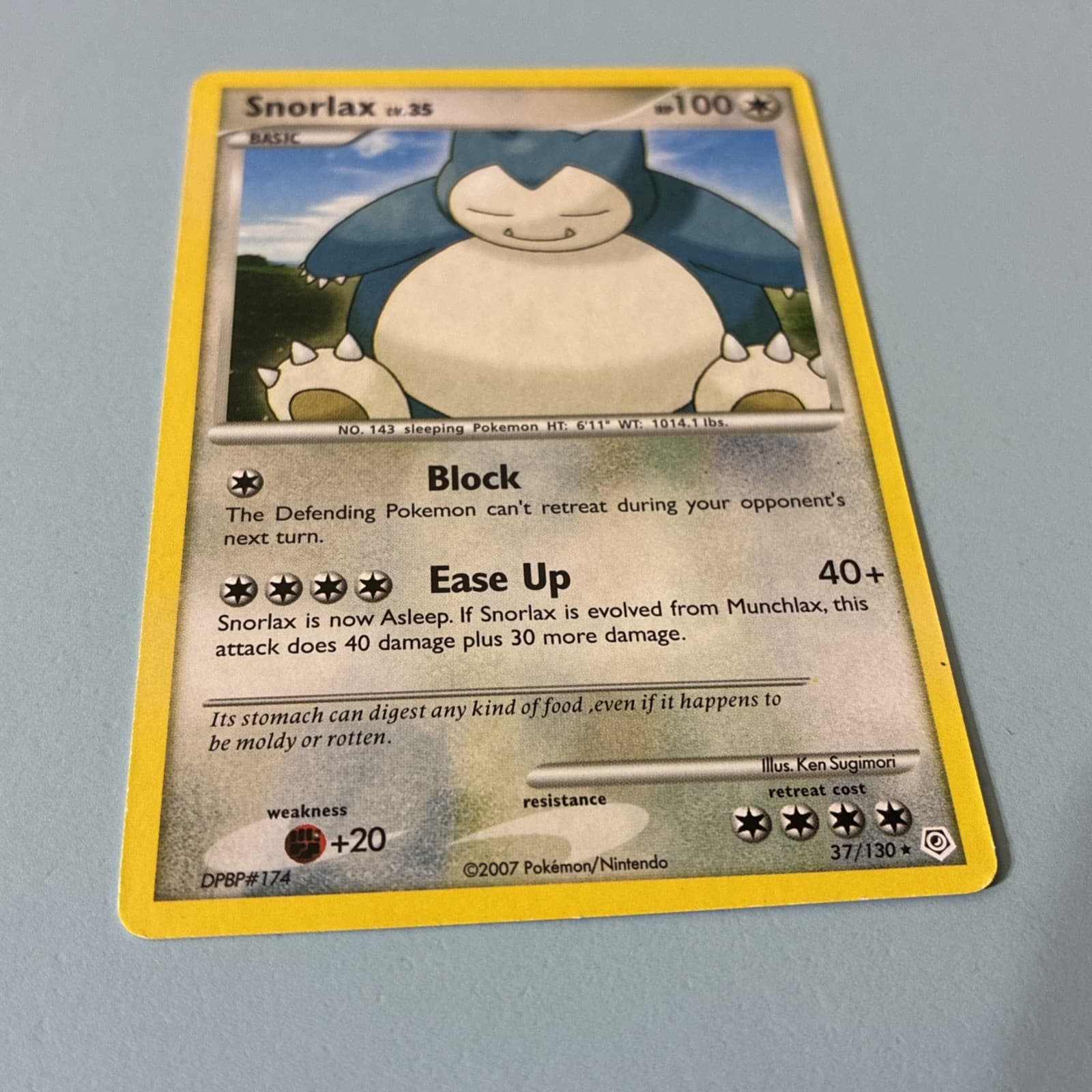 Snorlax Pokemon TCG Diamond And Pearl Rare Card, Non-Holo #37/130 - LP