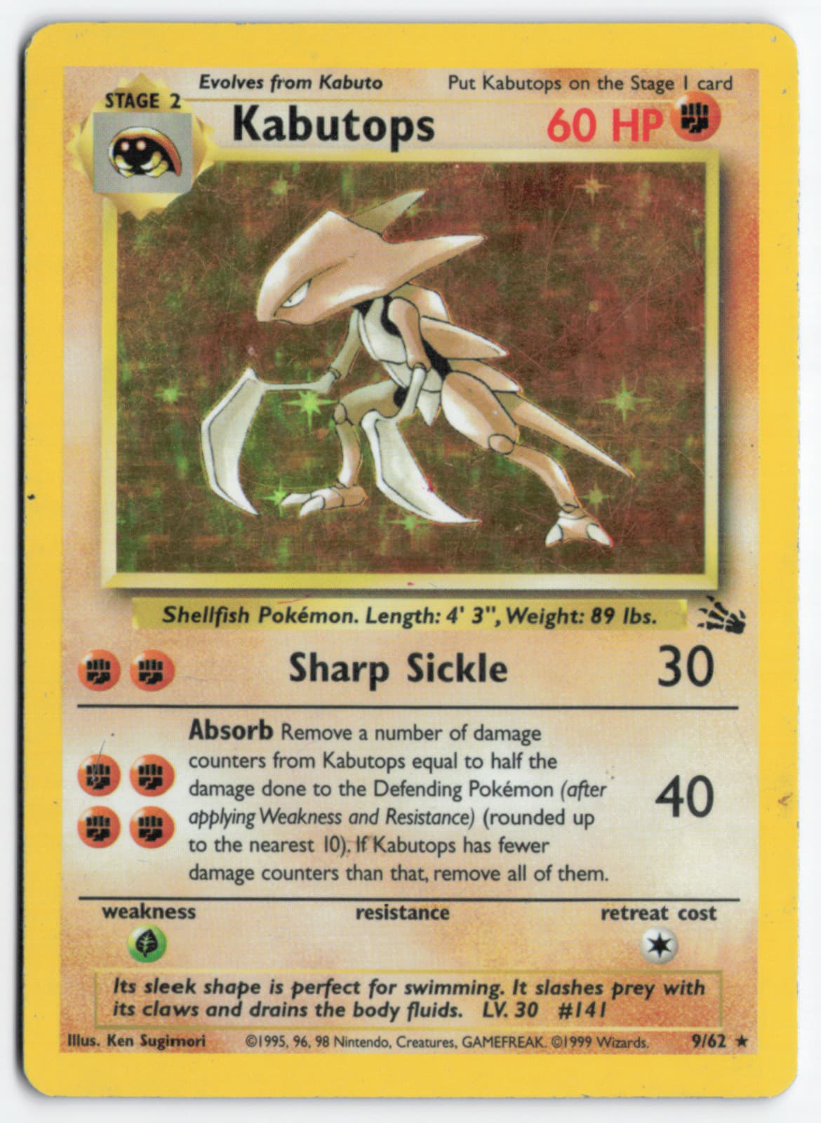 Kabutops - Holo Rare Fossil Unlimited 9/62 - MP