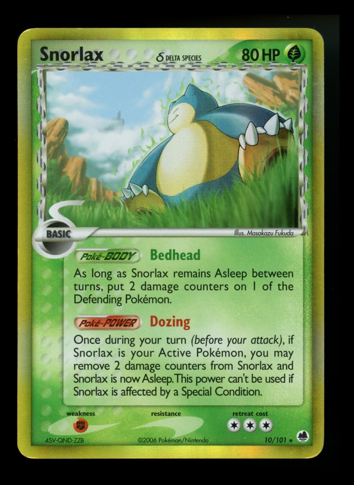 Snorlax 10/101 Delta Species EX Dragon Frontiers 2006 Holo Rare Pokémon Card