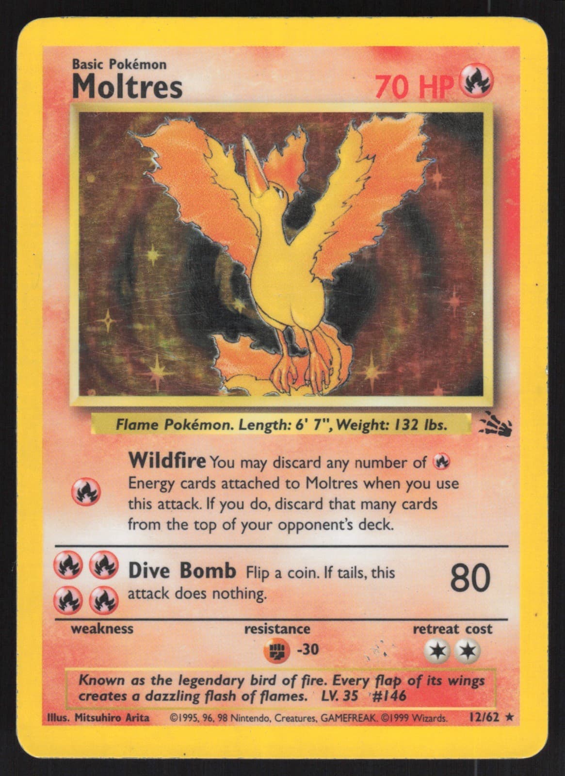 Moltres (12) 12/62 MP Fossil Pokemon Card