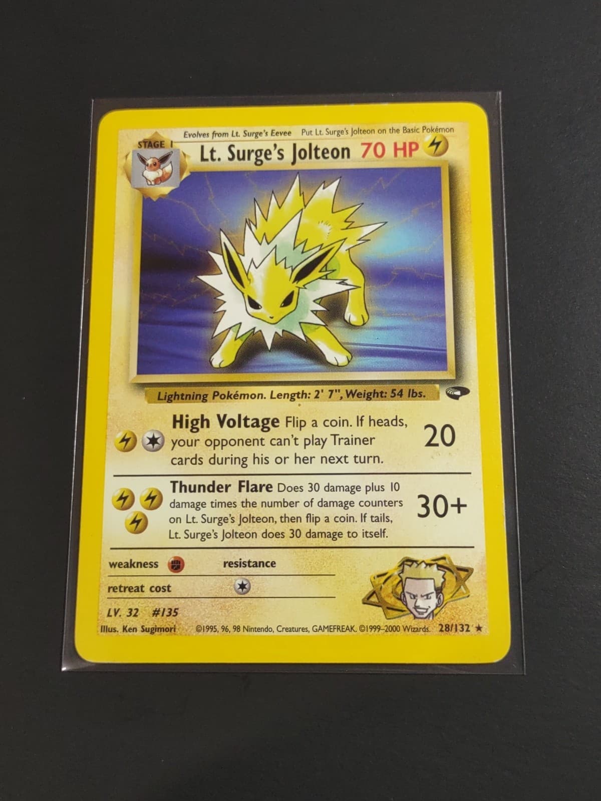 Pokemon TCG Lt. Surge's Jolteon Non-Holo Rare Gym Challenge 28/132 WOTC Vintage