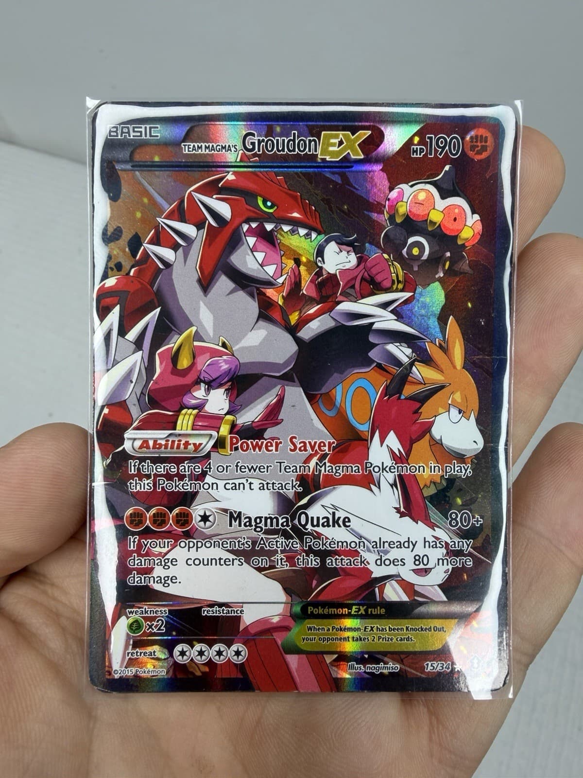 Team Magma's Groudon EX 15/34 Double Crisis Holo Rare Pokémon TCG