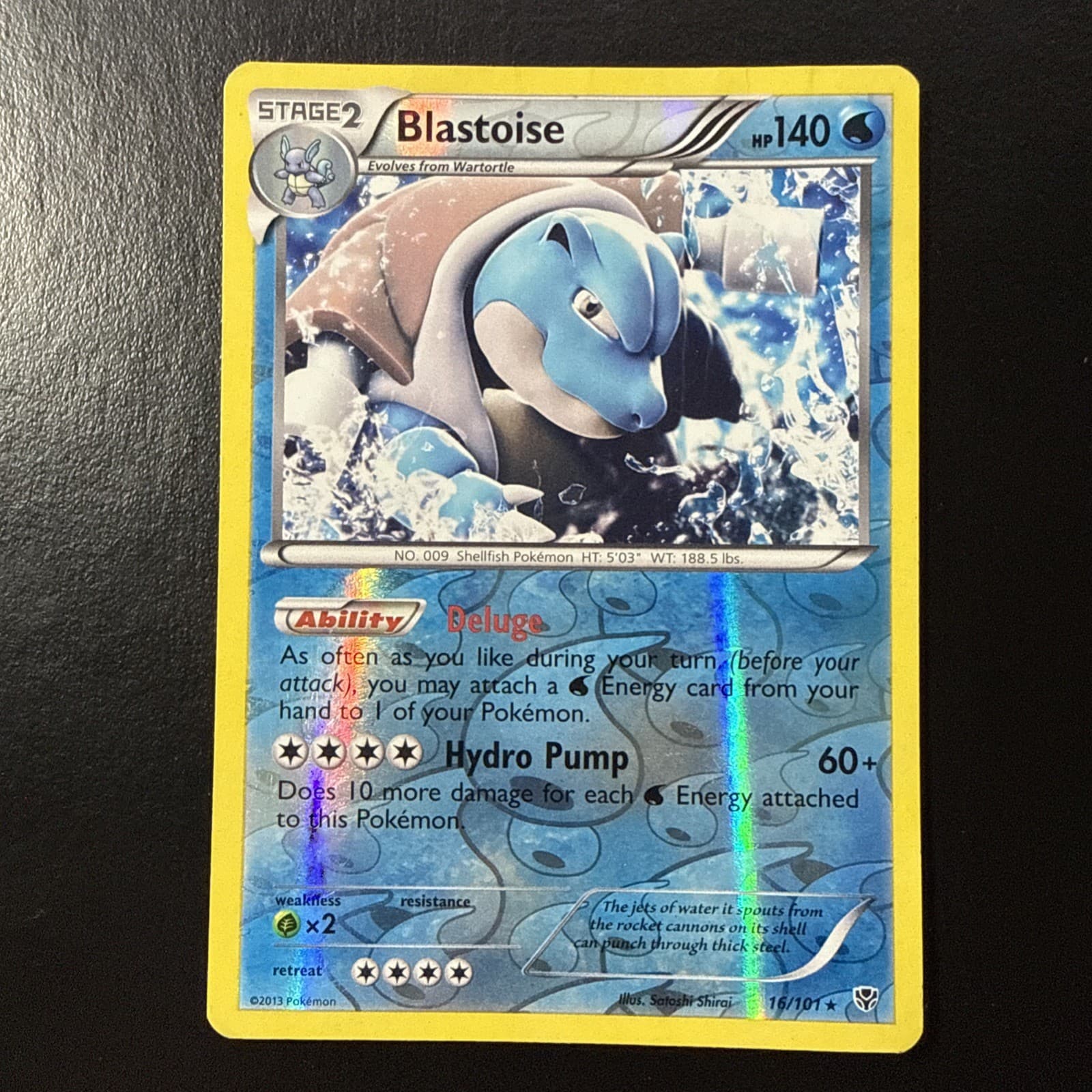 Blastoise 16/101 - Reverse Holo Rare - Plasma Blast - Heavily Played
