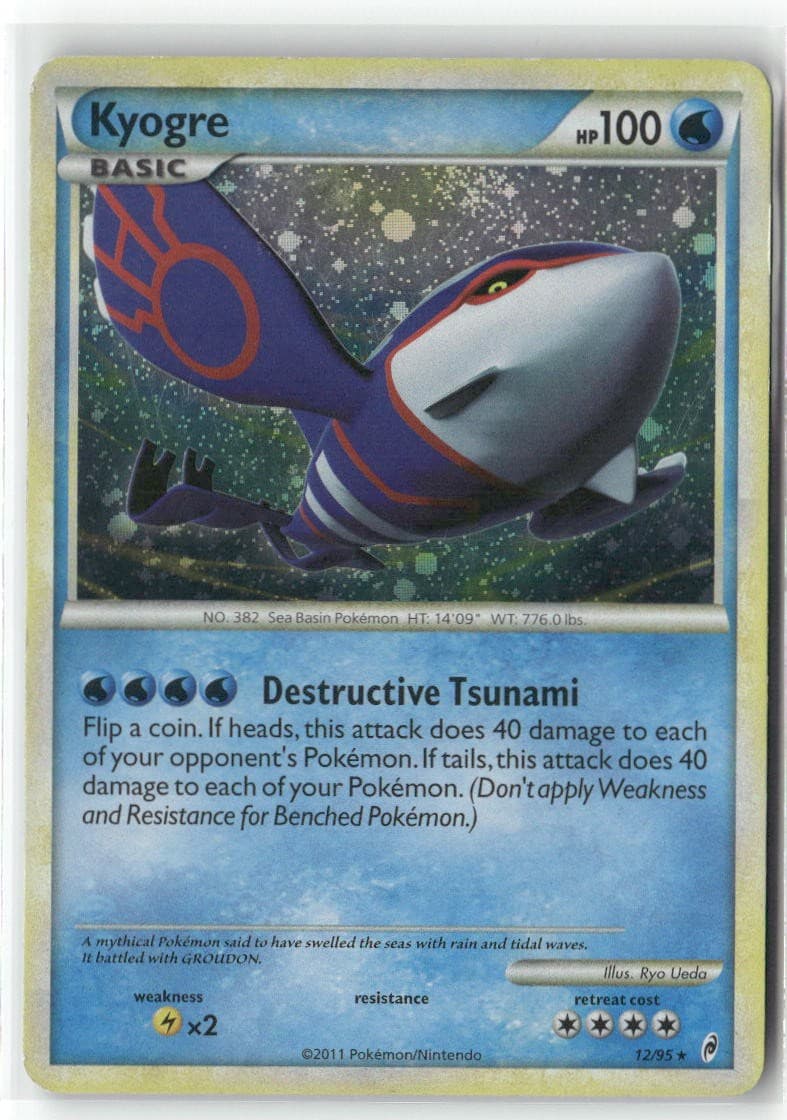 Kyogre 12/95 (Cosmo Holo Bleed) Rare Call of Legends Pokemon Moderately Played
