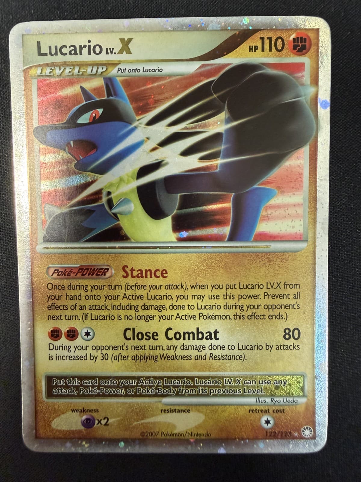 POKEMON LUCARIO LV.X MYSTERIOUS TREASURES HOLO CARD