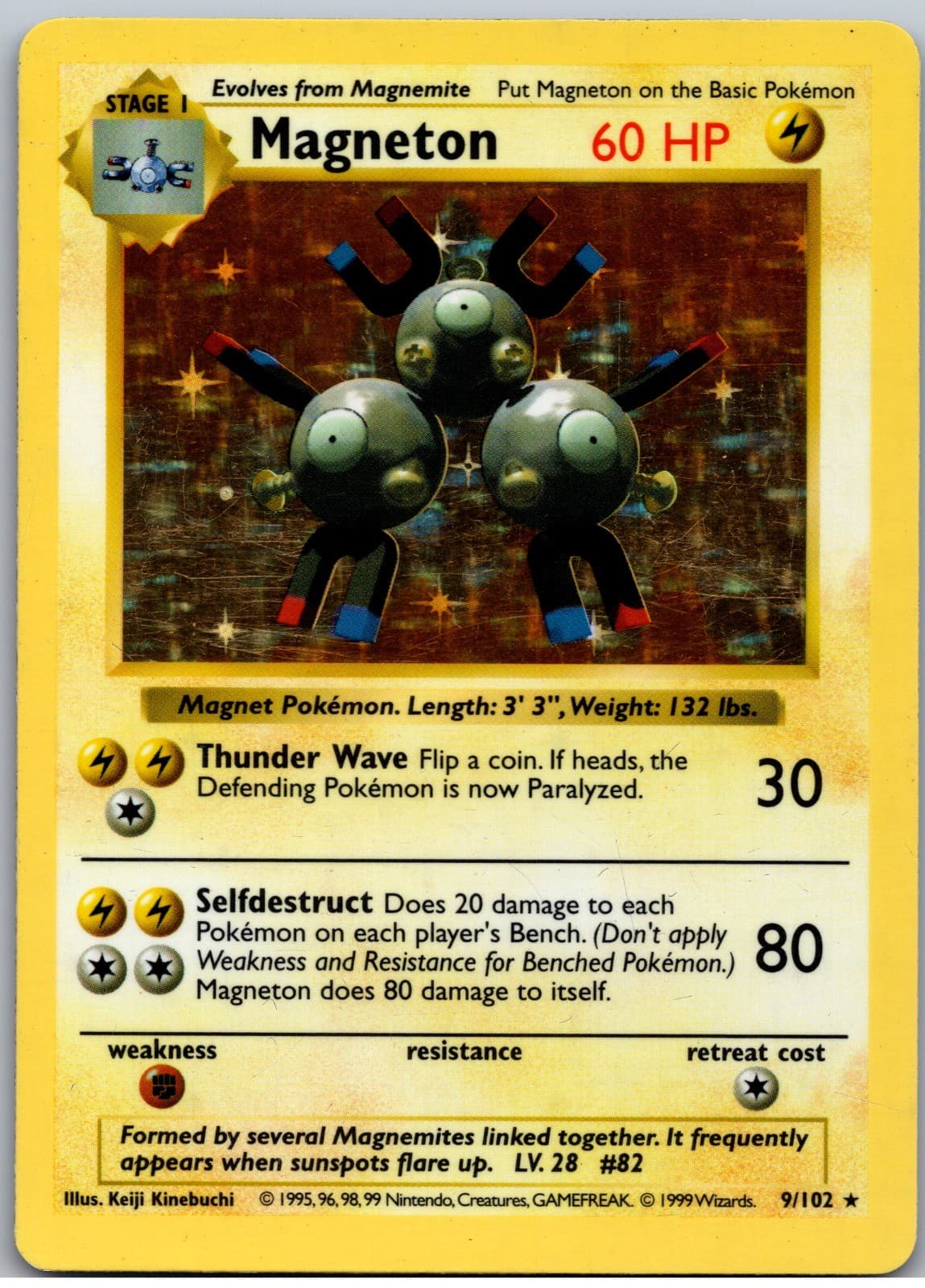Magneton Unlimited Holo Holo Rare Base Set (Shadowless) 009/102 LP
