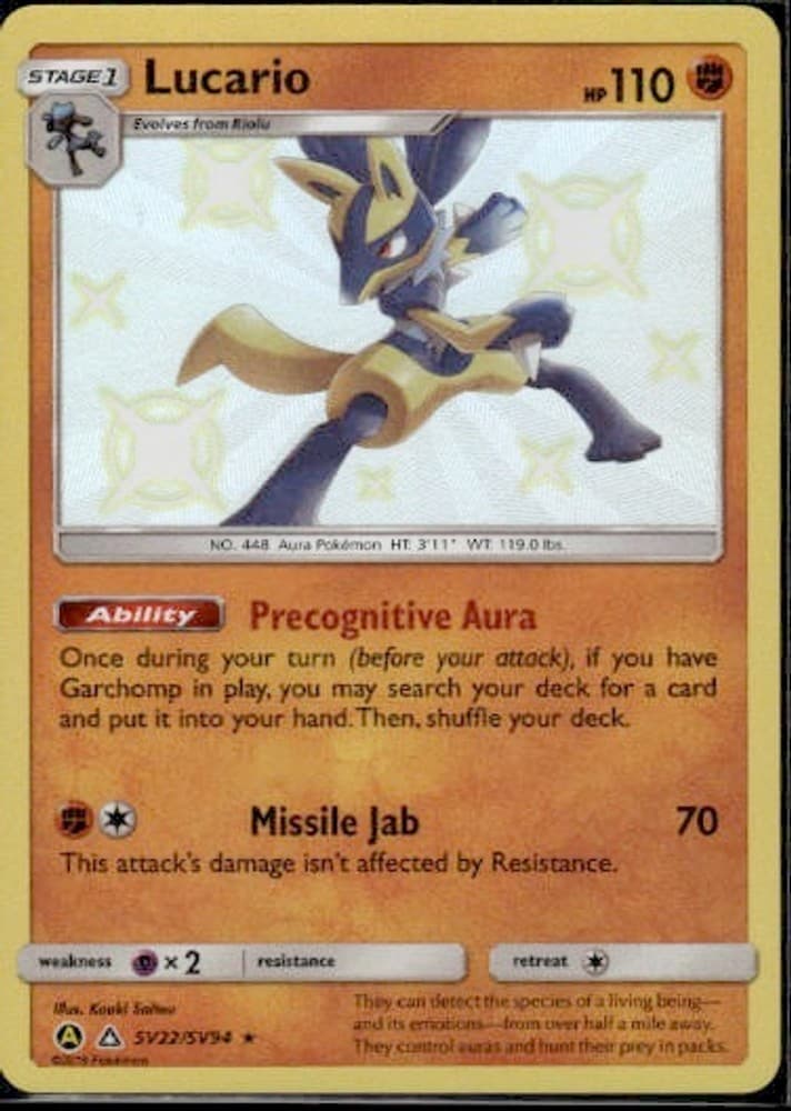 Holofoil Lucario SV22/SV94 Hidden Fates: Shiny Vault