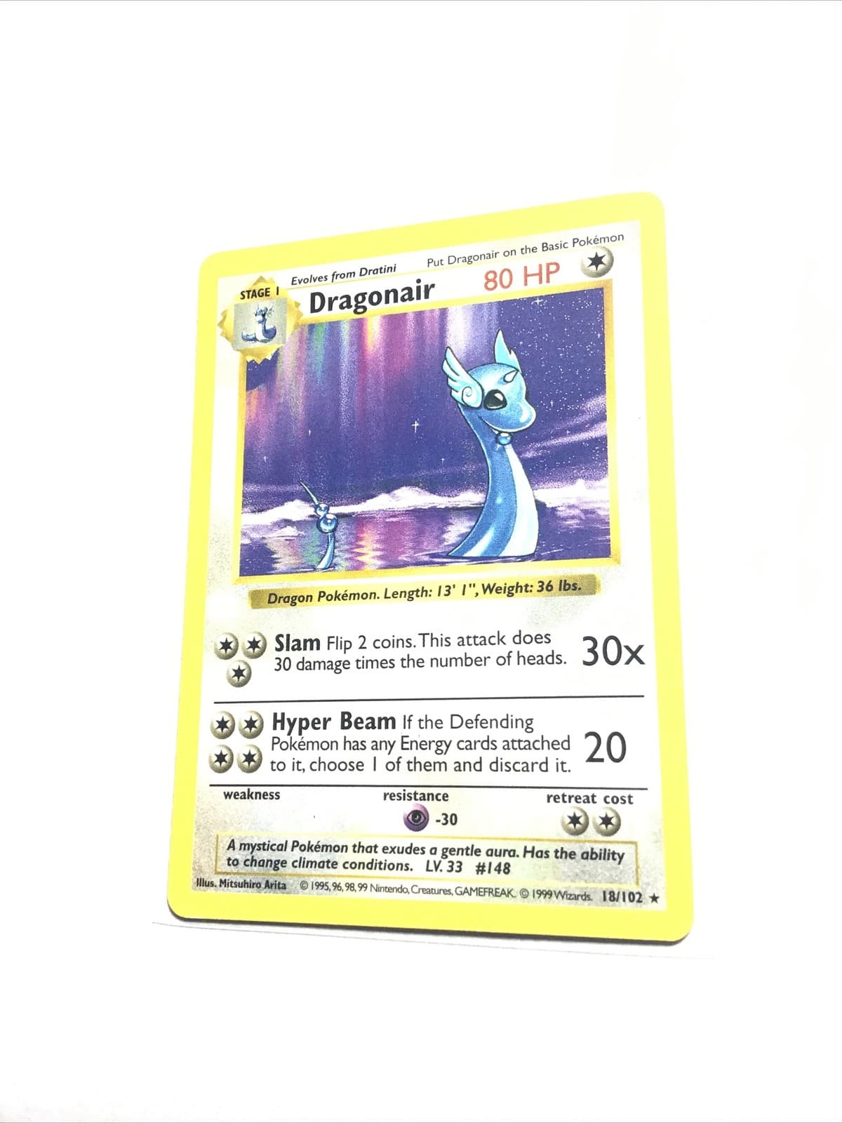 DRAGONAIR - 18/102 - Base Set SHADOWLESS - Pokemon Card - LP