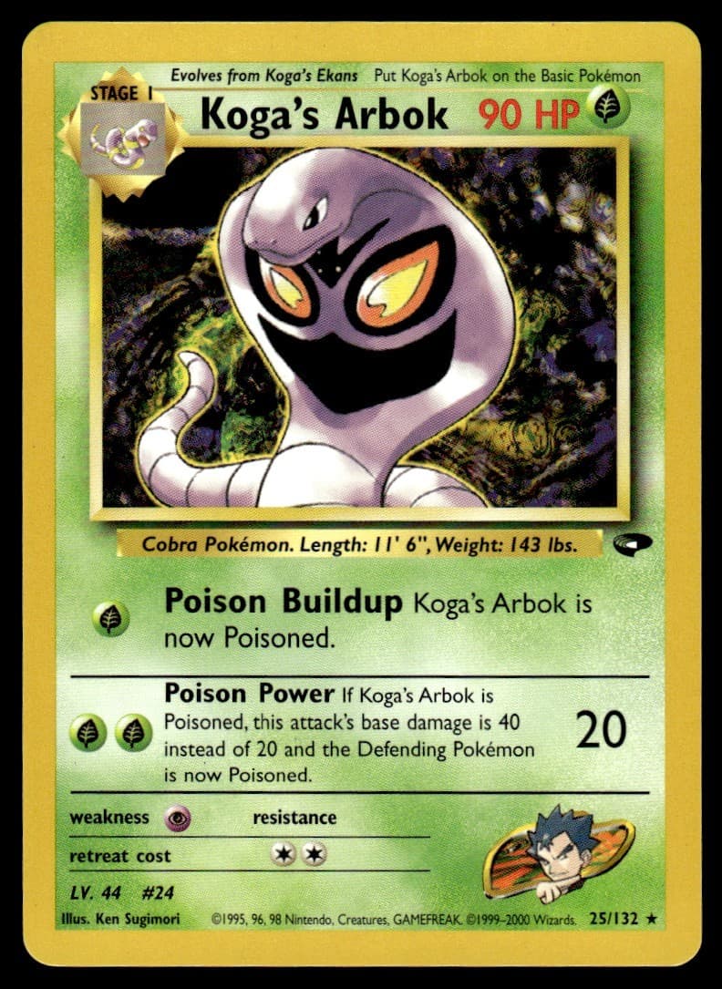 Koga’s Arbok #25 - Rare - Pokemon Gym Challenge - LP
