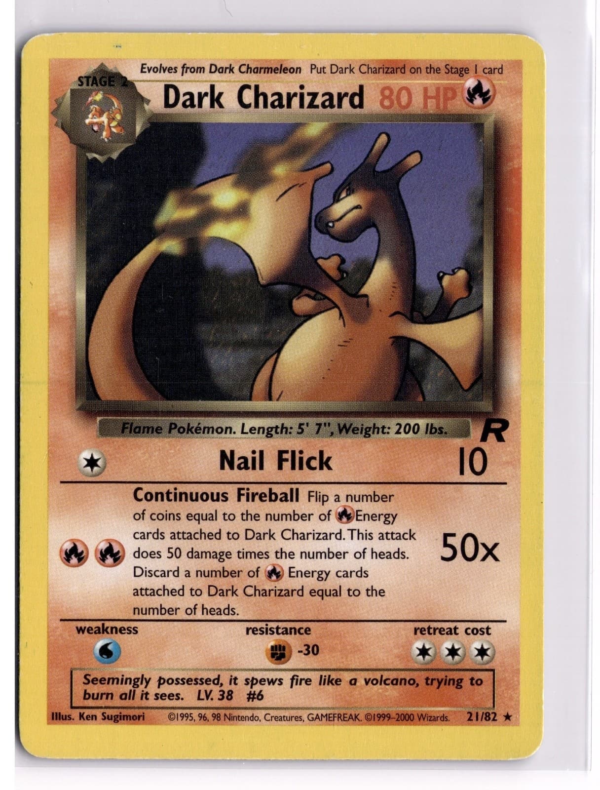 Dark Charizard (21) Rare Team Rocket TR Fire Unlimited 21/82 2000 MP
