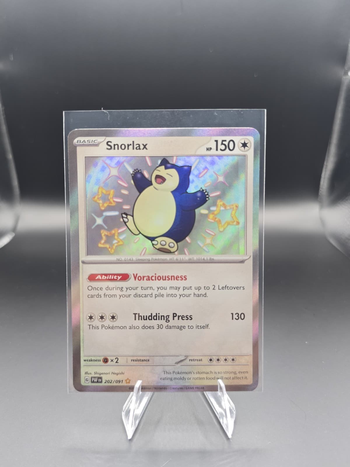 The Pokémon Company Snorlax 202/091 SV Paldean Fates Shiny Rare Holo EN 150HP💤