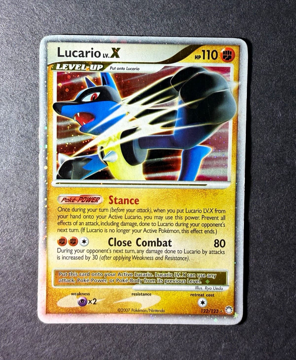 The Pokemon Company Lucario LV.X 122/123 Mysterious Treasures Holo 110 HP EN
