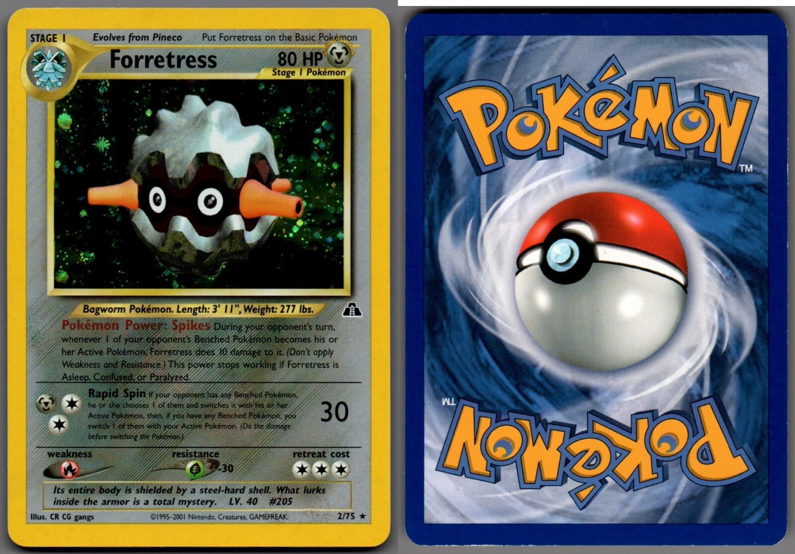 2001 Pokemon, Neo Discovery, #2/75 Forretress, Holo Rare