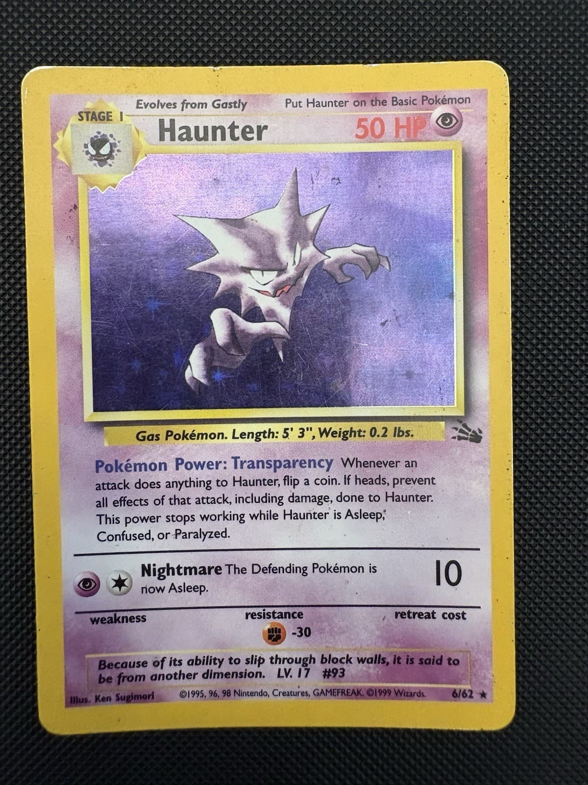Pokémon TCG Haunter Fossil 6/62 Holo Unlimited Rare MP Condition