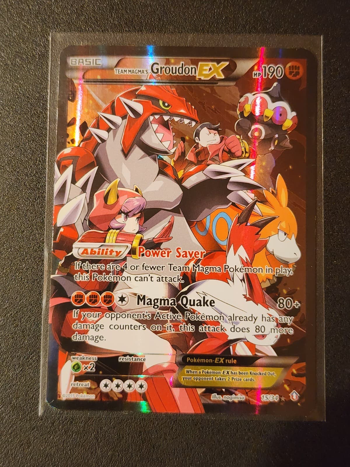 Team Magma's Groudon EX 15/34 Double Crisis Holo LP Pokemon Card