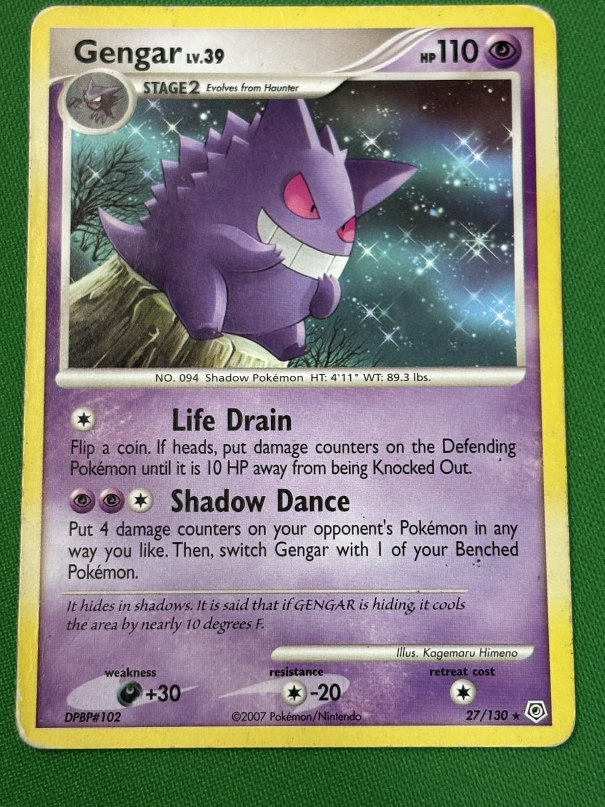 Pokémon TCG Gengar 27/130 Diamond and Pearl Rare Regular English Vintage Card HP