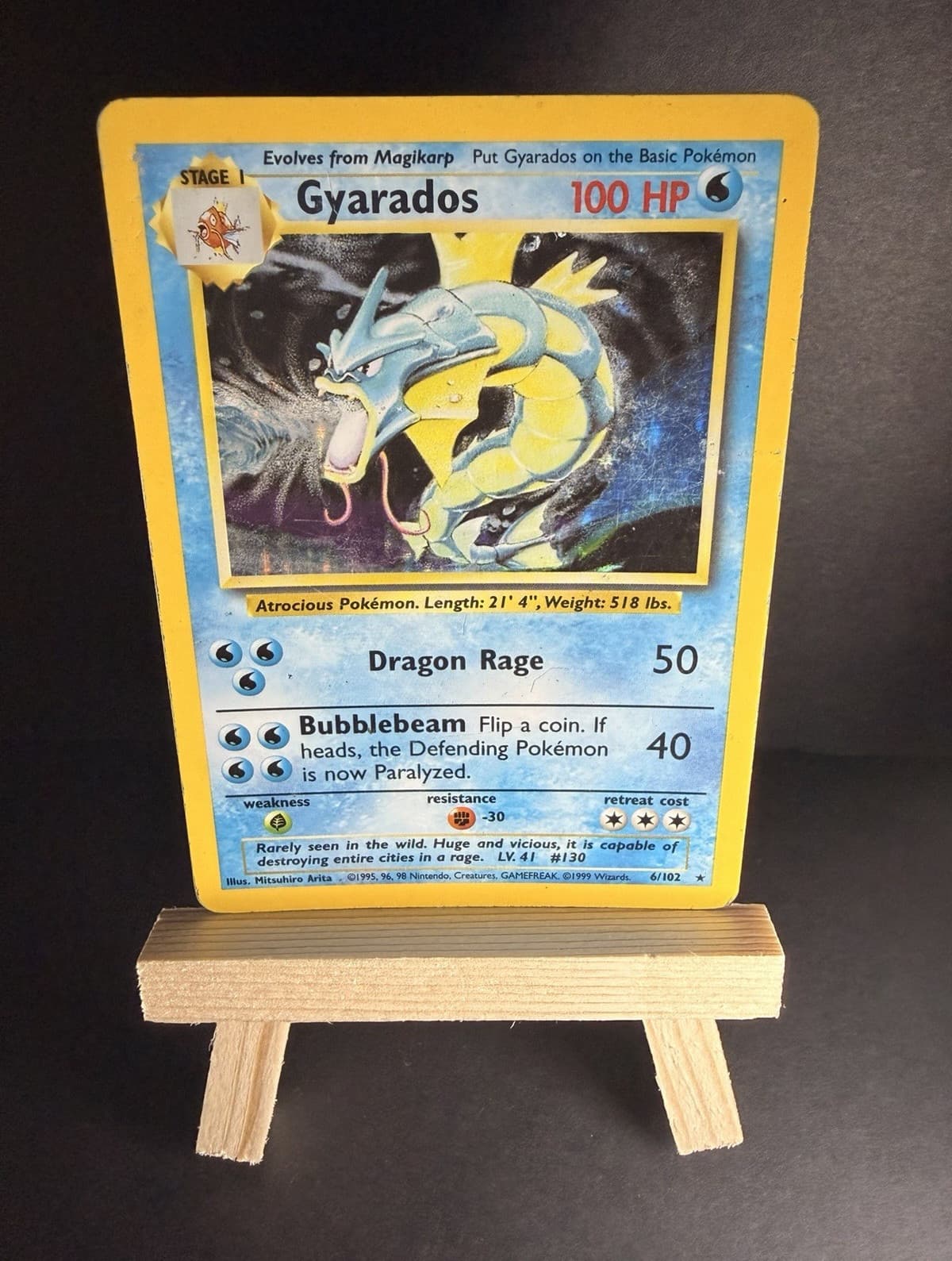 Pokemon TCG Base Set Gyarados 006/102 Holo Rare Unlimited English 1999