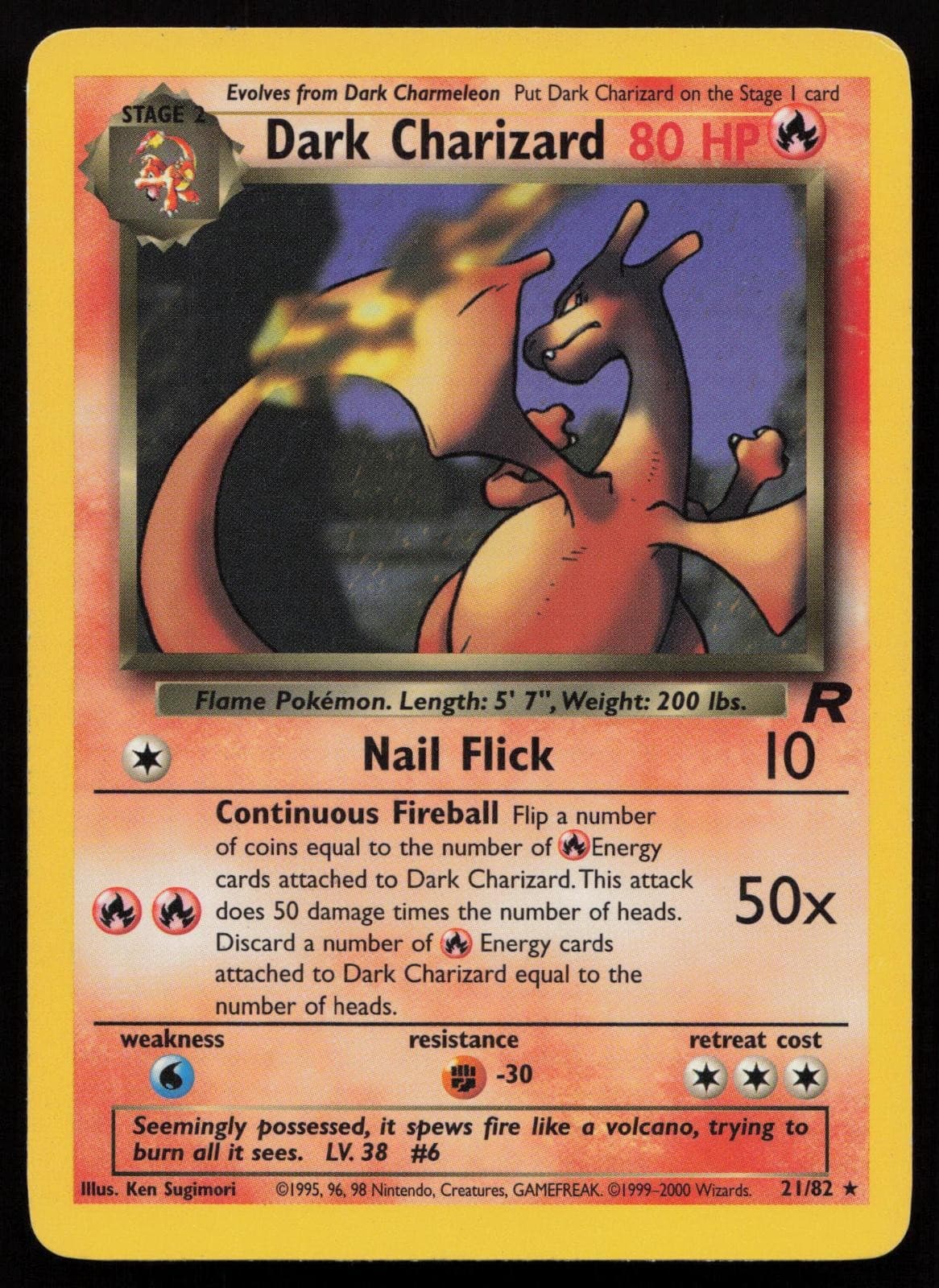 Dark Charizard 21/82 Unlimited Rare Non Holo Team Rocket Pokemon English LP