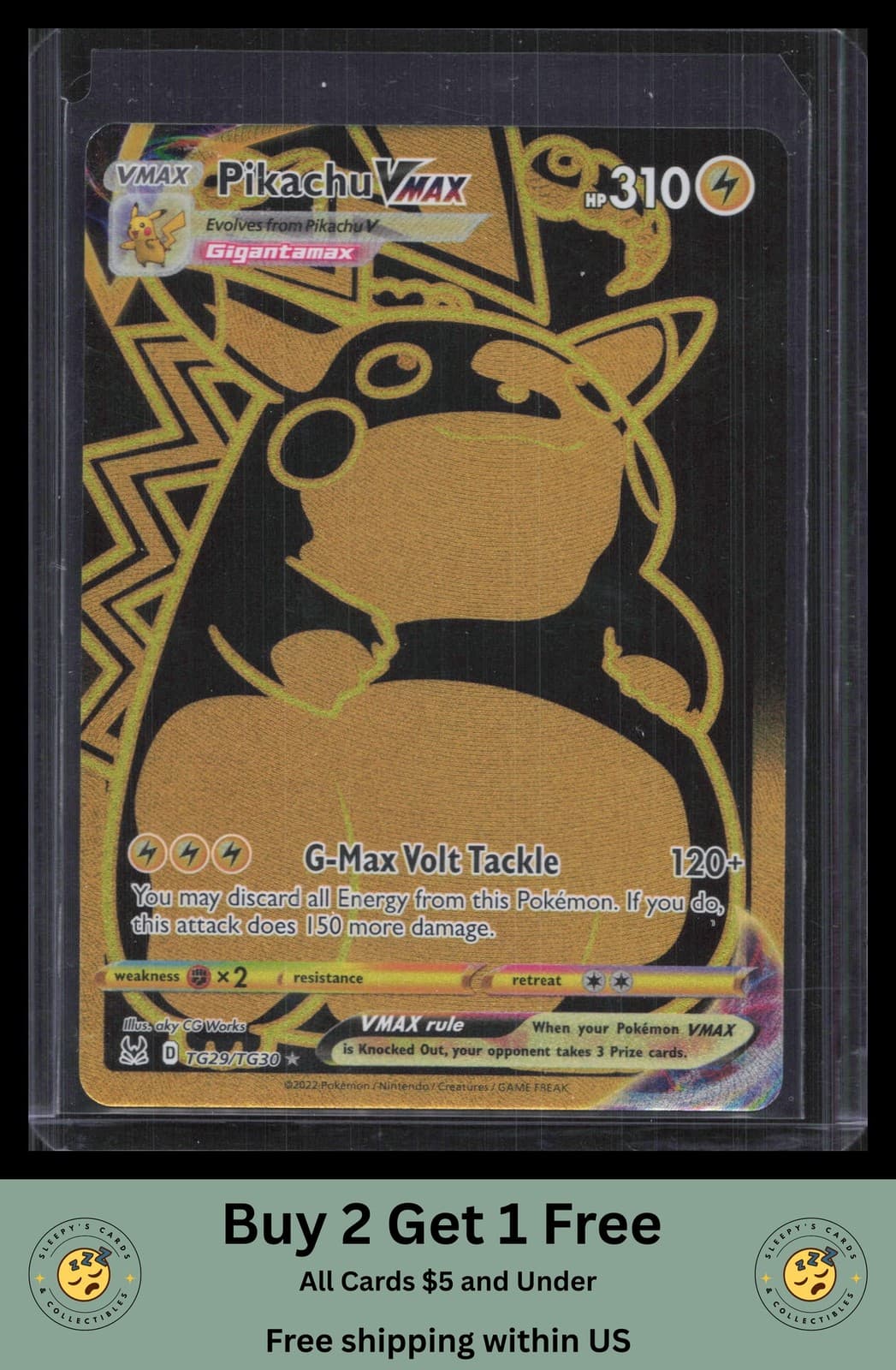 Pikachu VMAX (Secret) SWSH11: Lost Origin Trainer Gallery #TG29/TG30