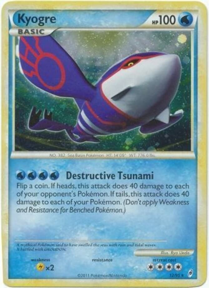 Heavily Played Kyogre - 12/95 - Holo Rare Pokemon Call of Legends