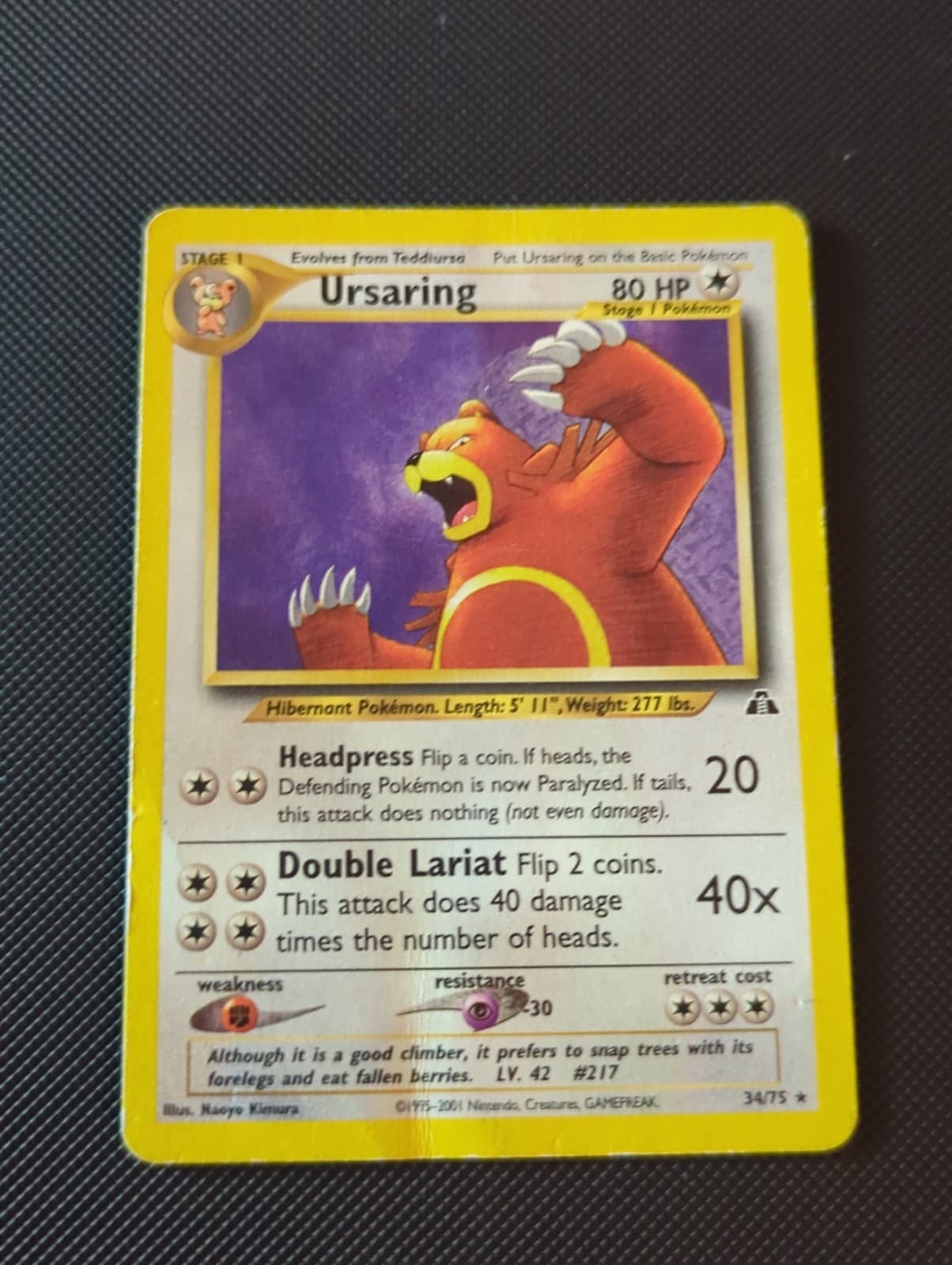 Ursaring 34/75 Neo Discovery Unlimited Pokémon Card Non-Holo Rare HP