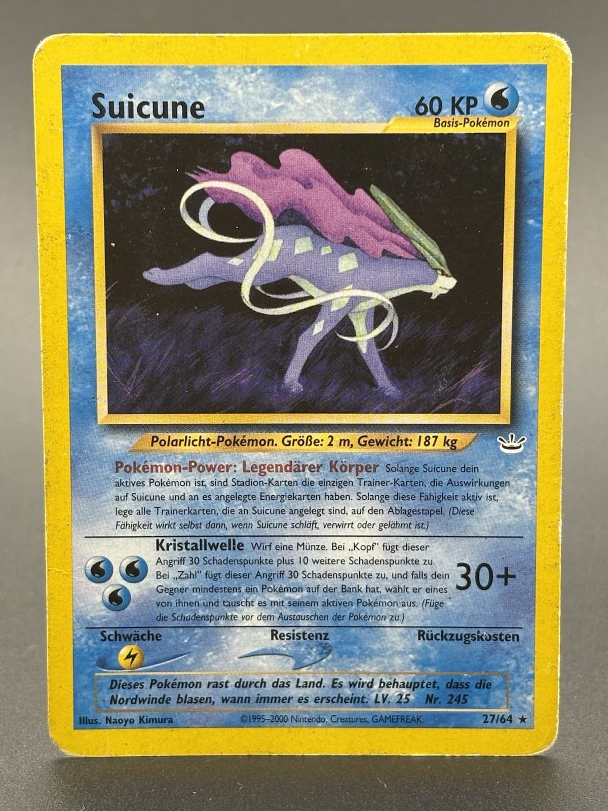 Pokemon Neo Revelation Suicune 27/64 Non-Holo Rare Card - German - Heavy Play