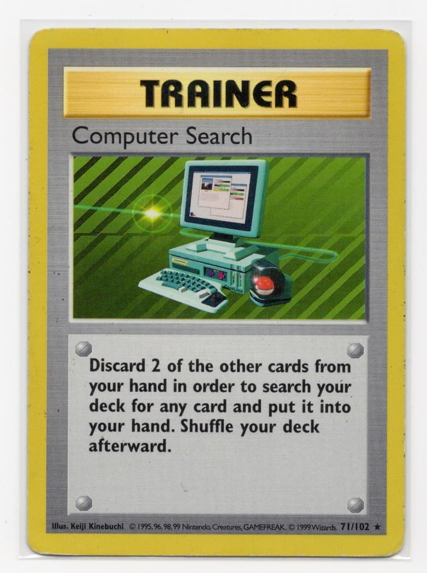Pokémon TCG Computer Search Trainer Shadowless Base Set 71/102 WOTC Vintage 1999
