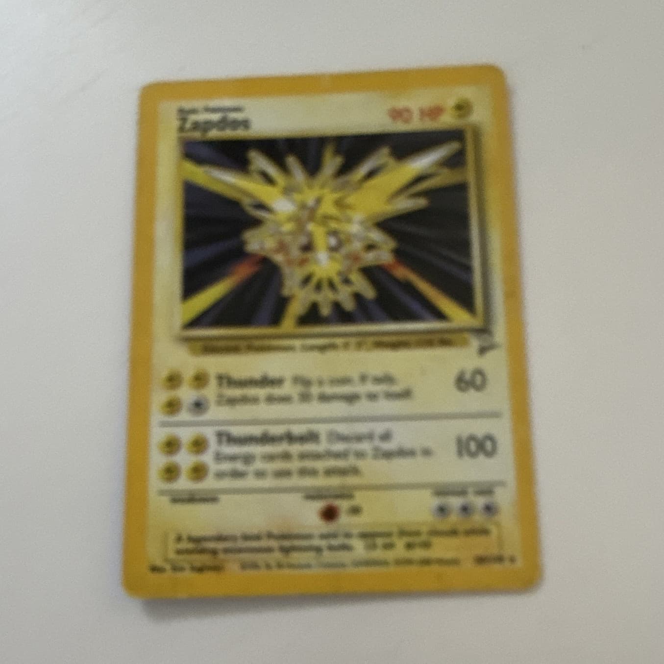 Wizards of the Coast Zapdos Fossil 15/62 Holo Rare ENG 90 HP Holo
