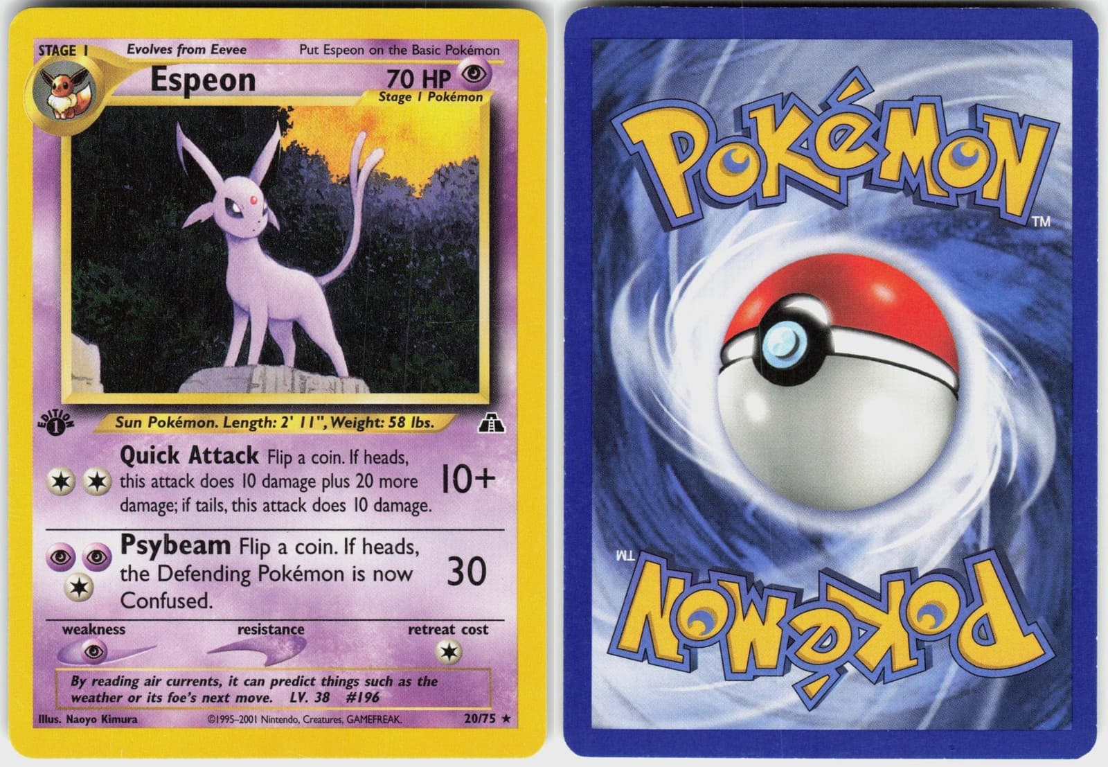 Espeon 20/75 Rare Neo Discovery Pokemon 1st Edition NM