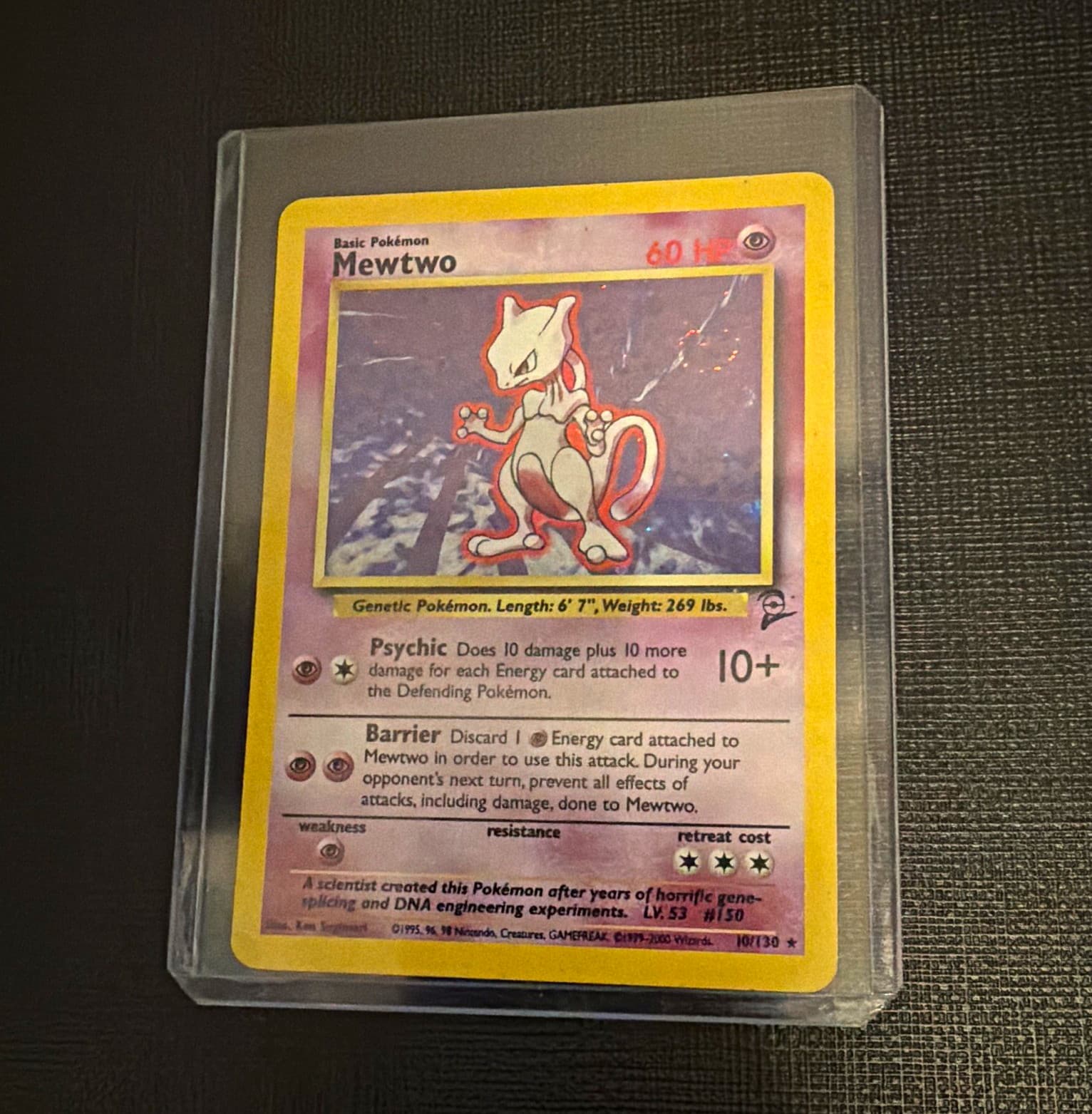 Pokemon Mewtwo 10/102 Base Set Unlimited Holo Rare English 1999 WOTC