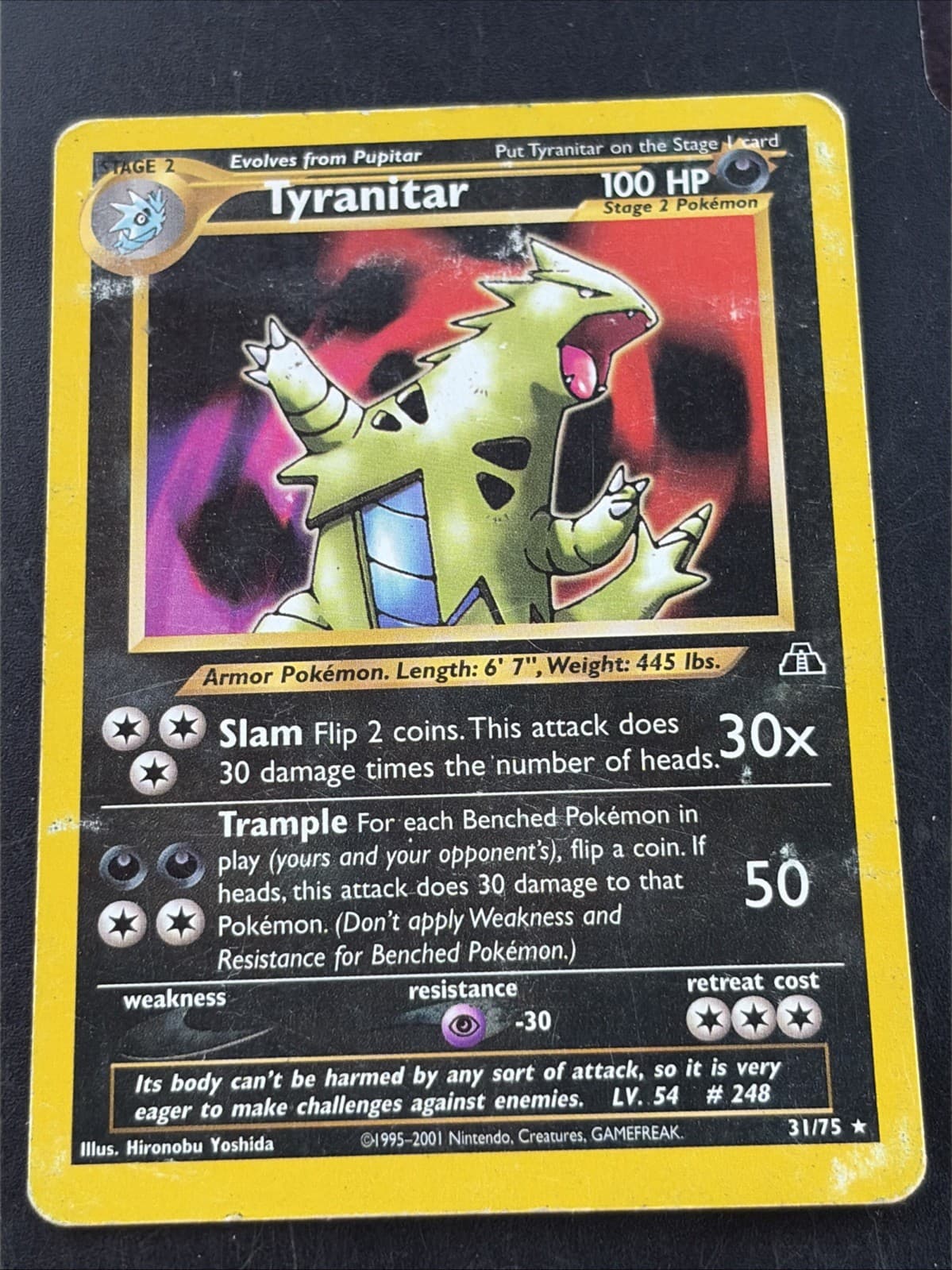Pokemon Card TCG Tyranitar Neo Discovery 31/75 Rare Played Non Holo