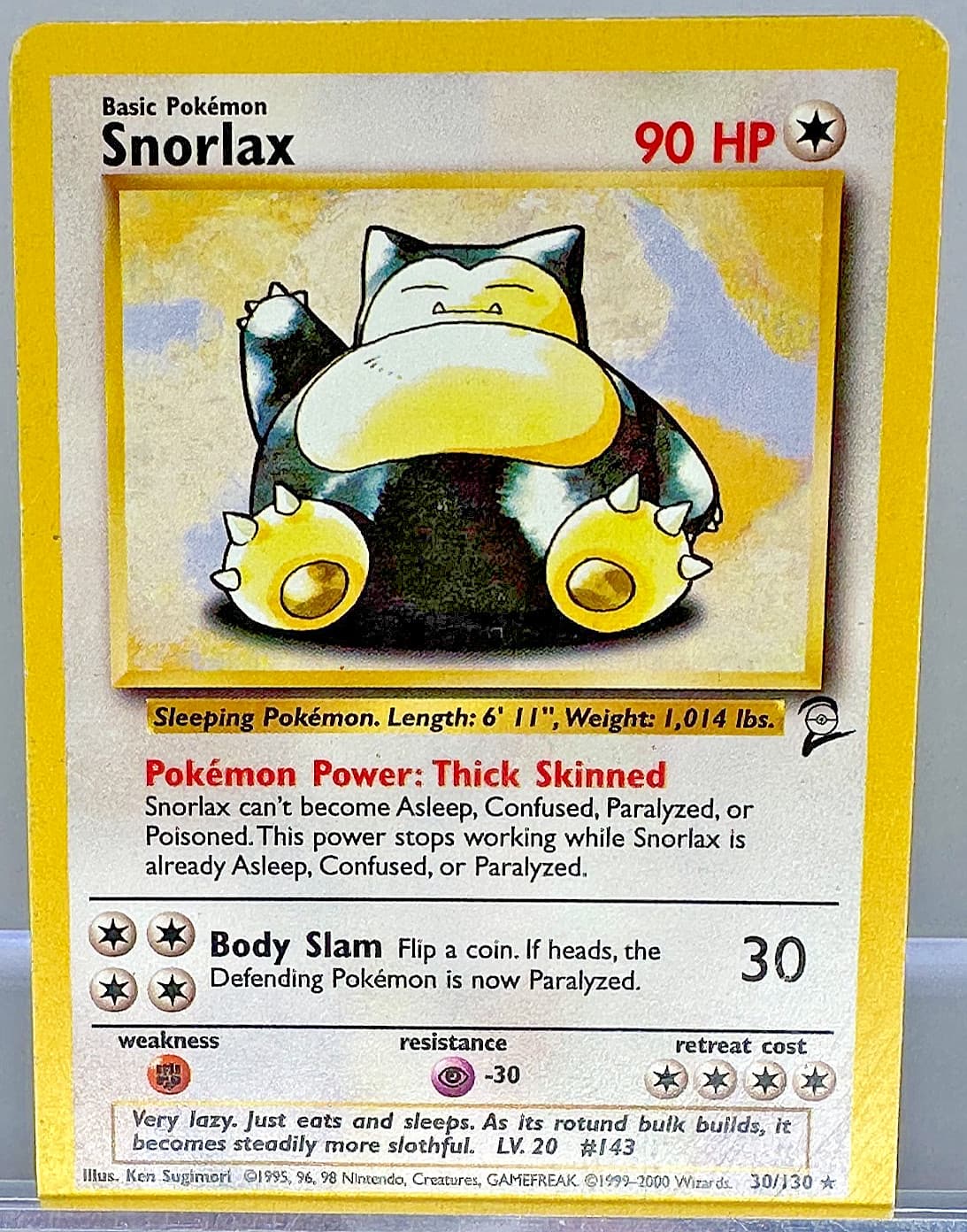Pokemon Snorlax 30/130 Base Set 2 Non Holo Rare HP 2000 Vintage WOTC