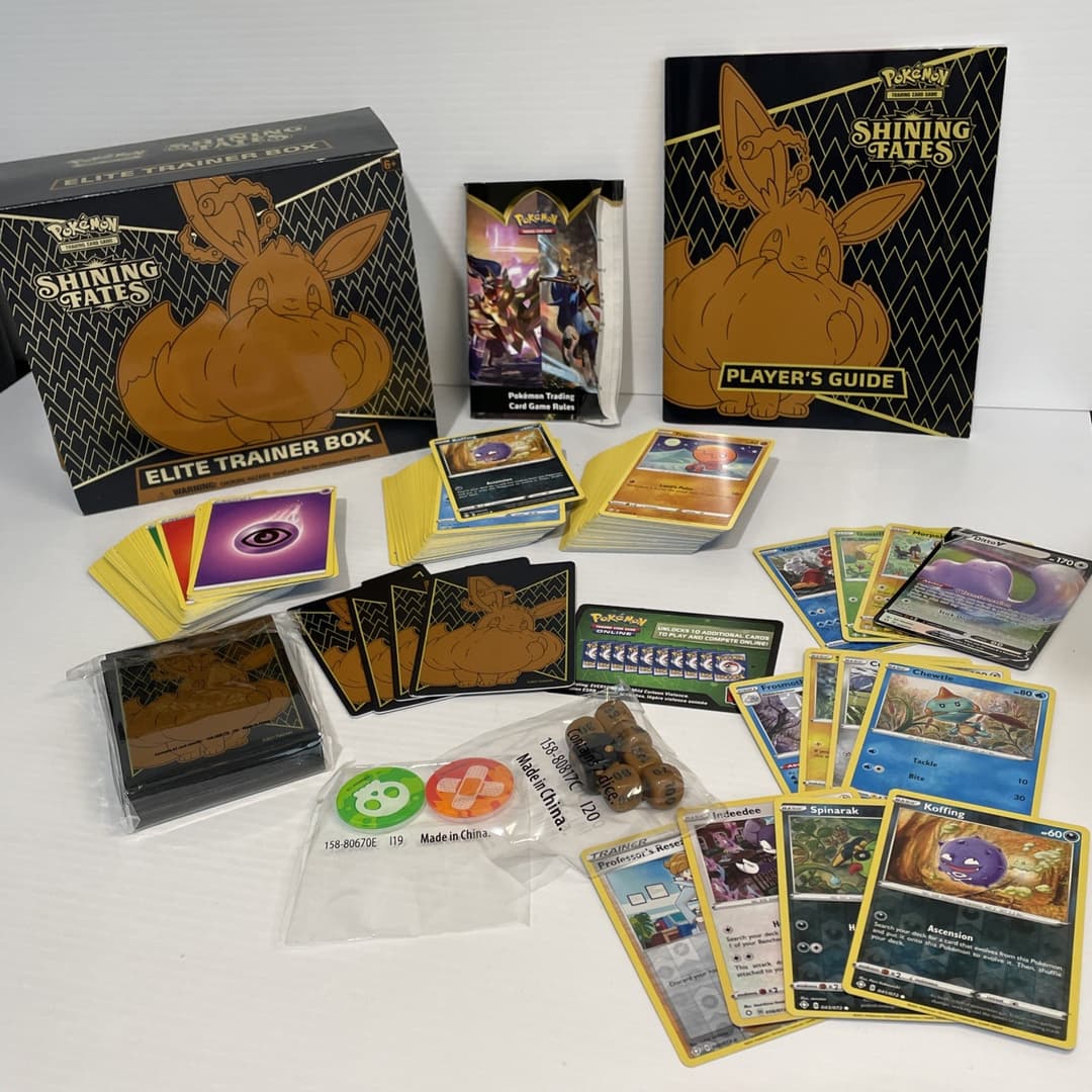 Pokemon TCG Shining Fates Elite Trainer Box. Booster Packs Open but Complete.