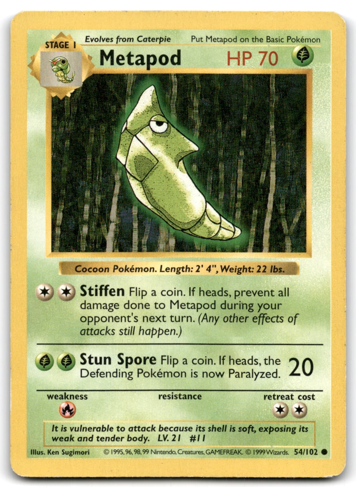 Metapod 054/102 Base Set (Shadowless)