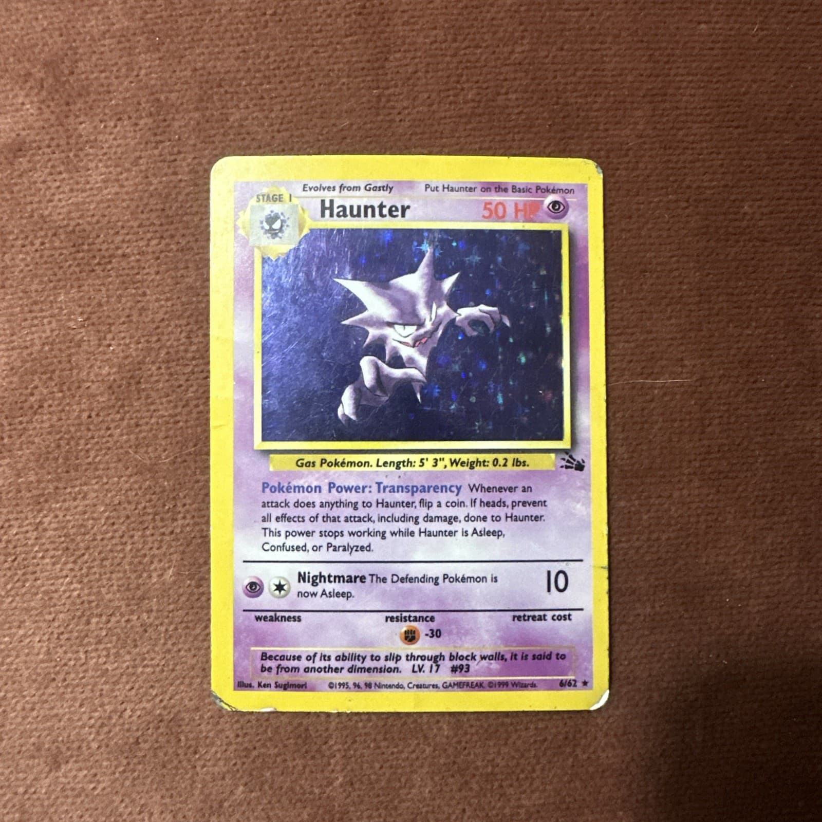 Pokémon TCG Haunter Fossil Unlimited Rare Holo Card 6/62 WOTC