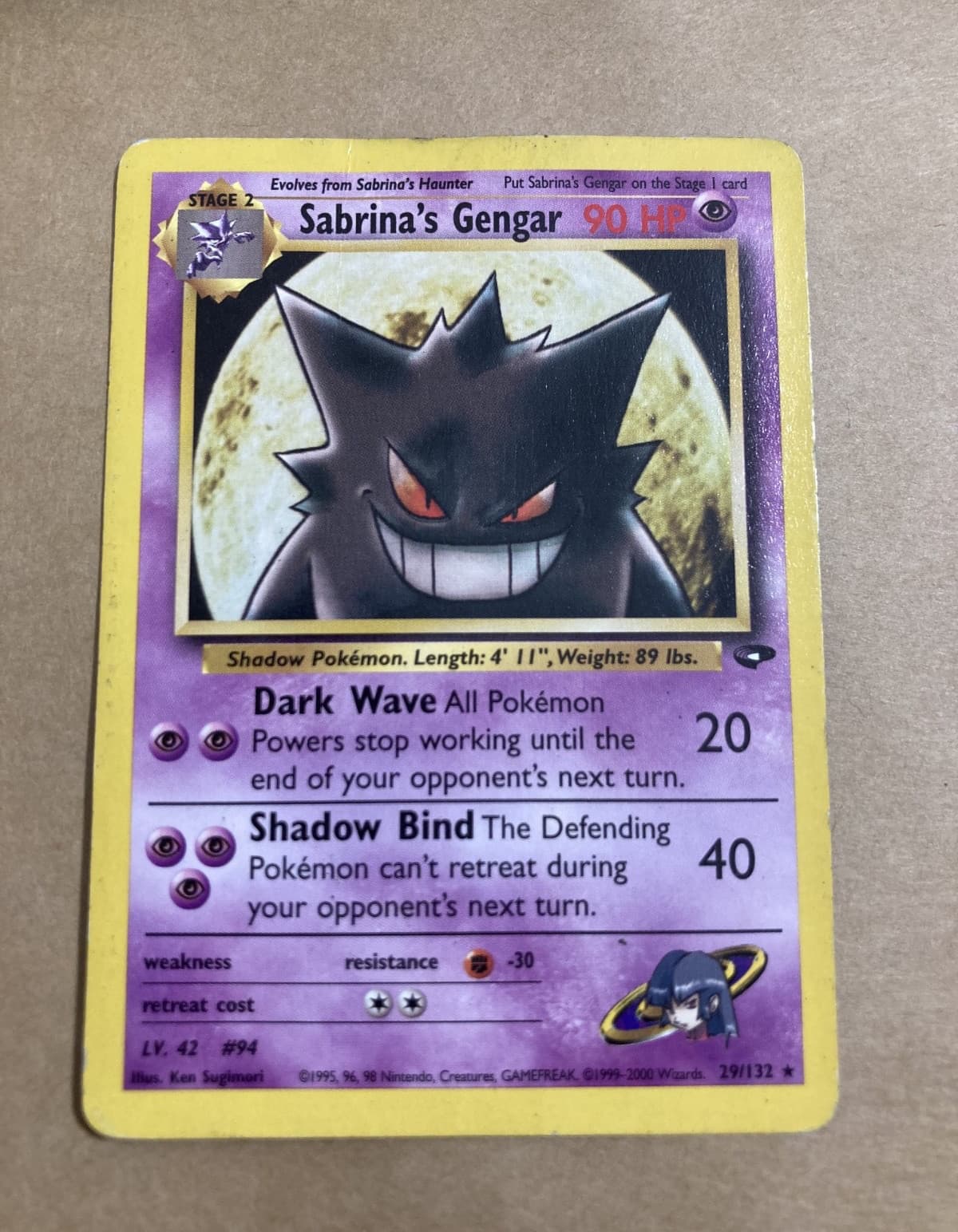 Pokémon- Sabrina’s Gengar #29/132 Gym Challenge 90HP