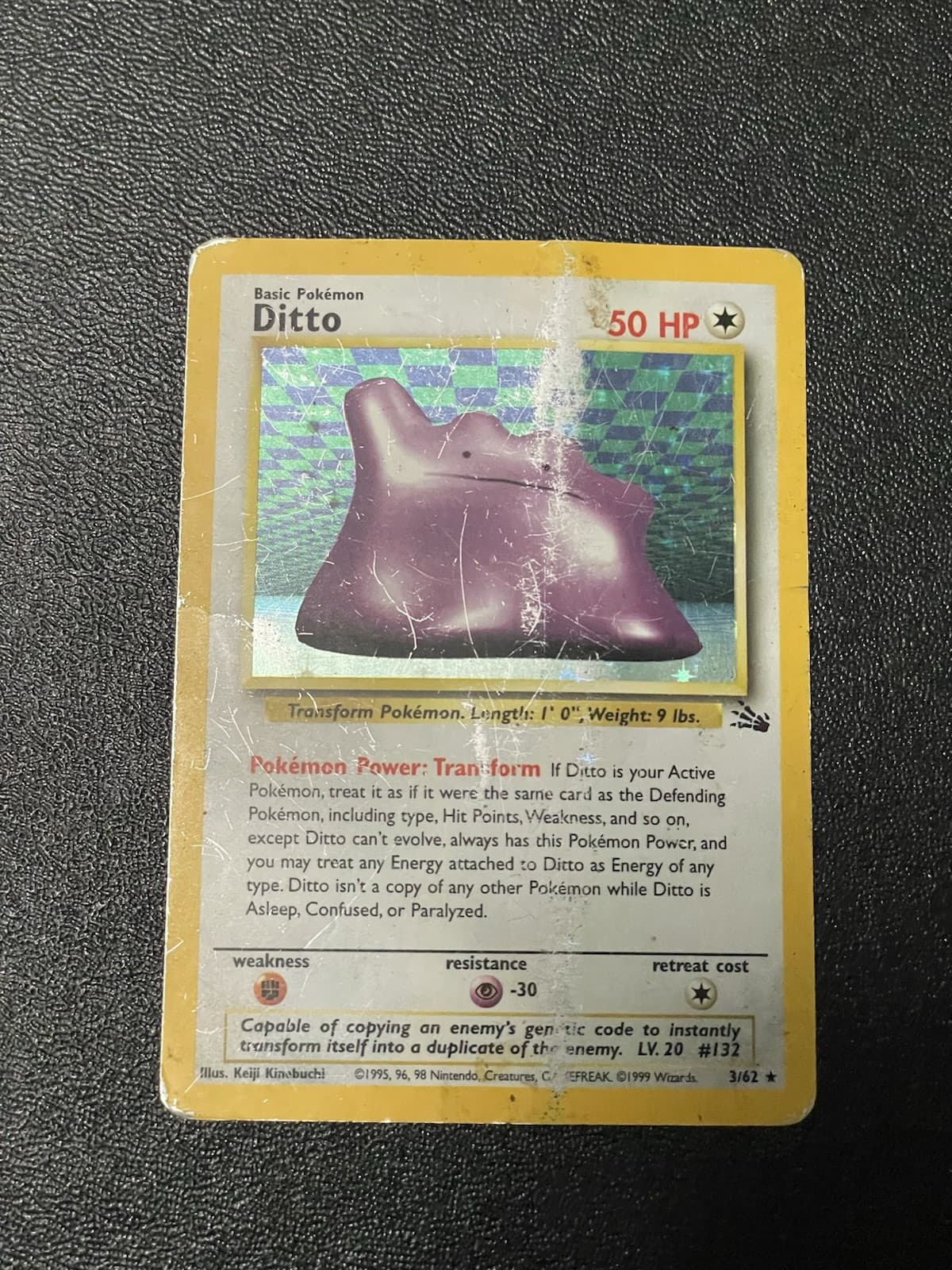 Ditto 3/62 Fossil Holo PSA 1 Contender
