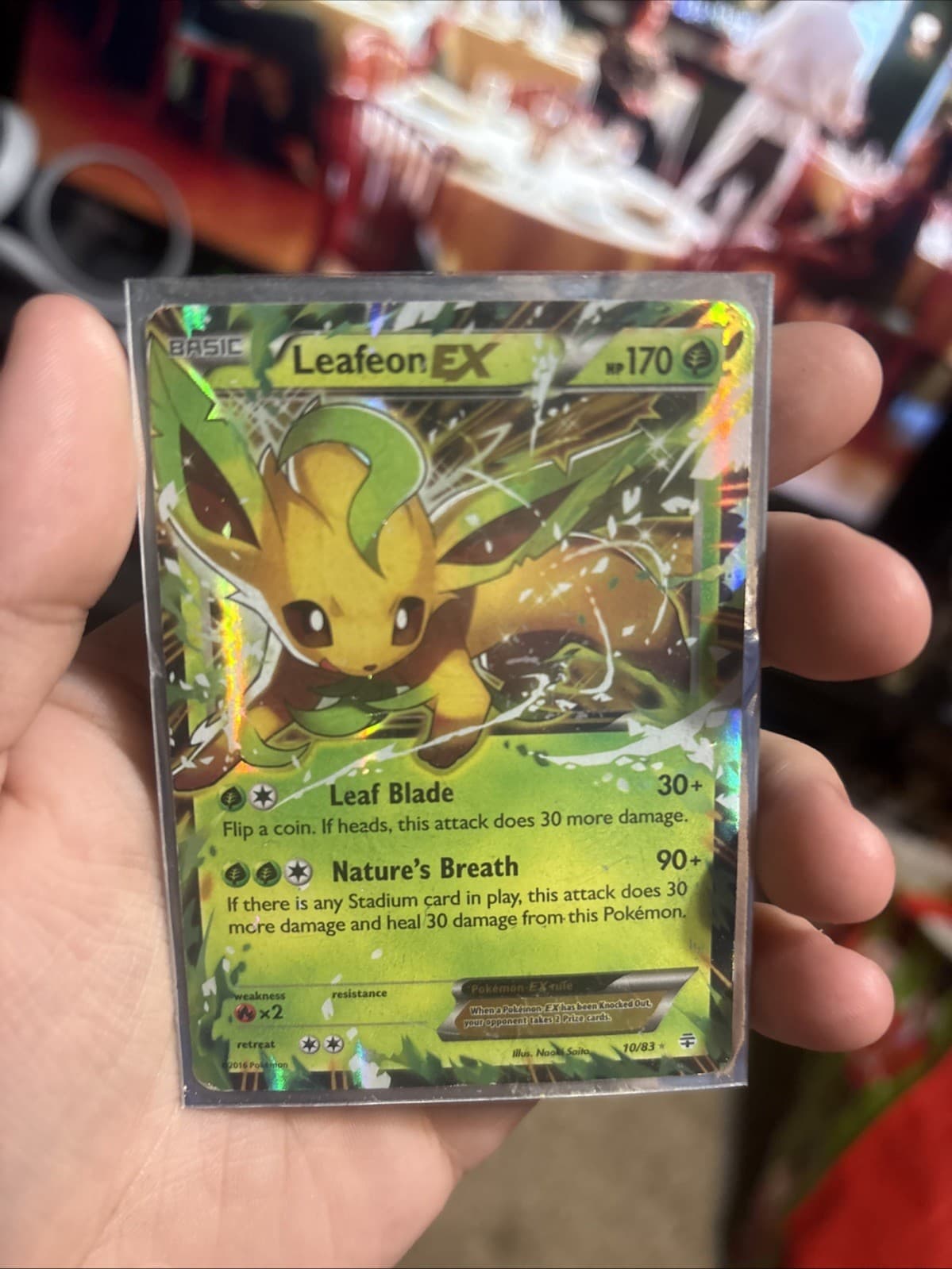 Pokémon TCG Leafeon-EX Holo Rare Card Generations 10/83 MP