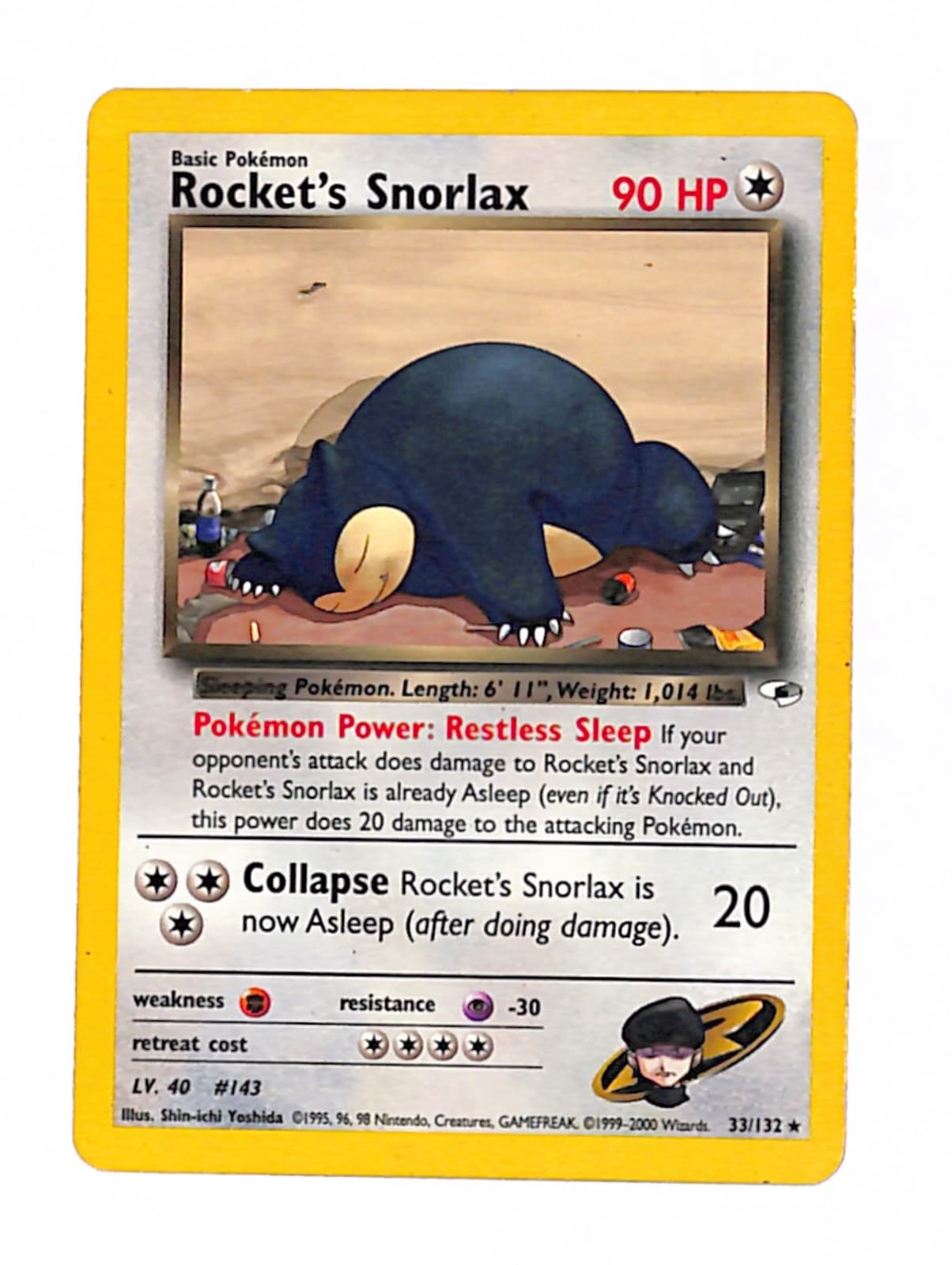 Pokemon TCG Rocket’s Snorlax 33/132 Gym Heroes Unlimited LP/LP+