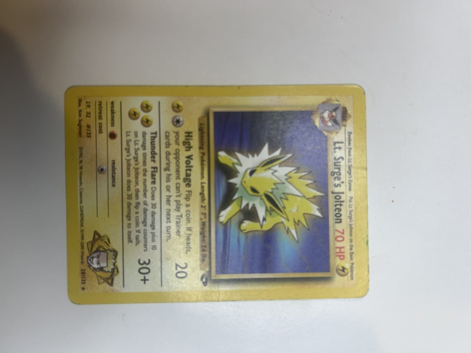 2000 Pokémon Gym Challenge Lt Surge’s Jolteon 1st Edition 28/132 Free Shipping