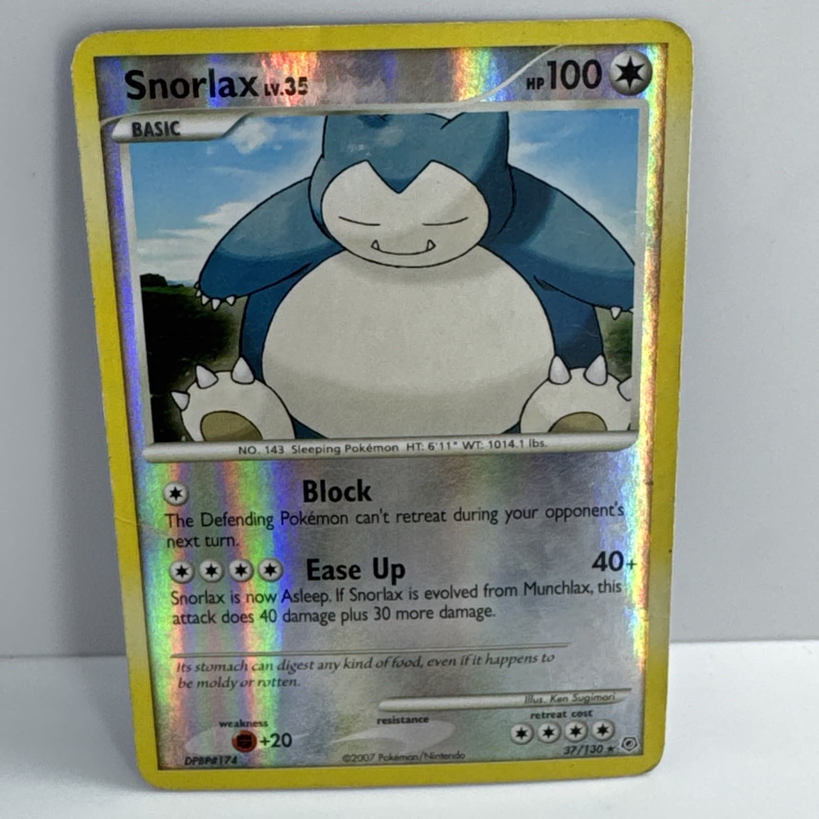 Pokemon TCG Snorlax 37/130 Diamond and Pearl Reverse Holo Rare 2007 EN 100