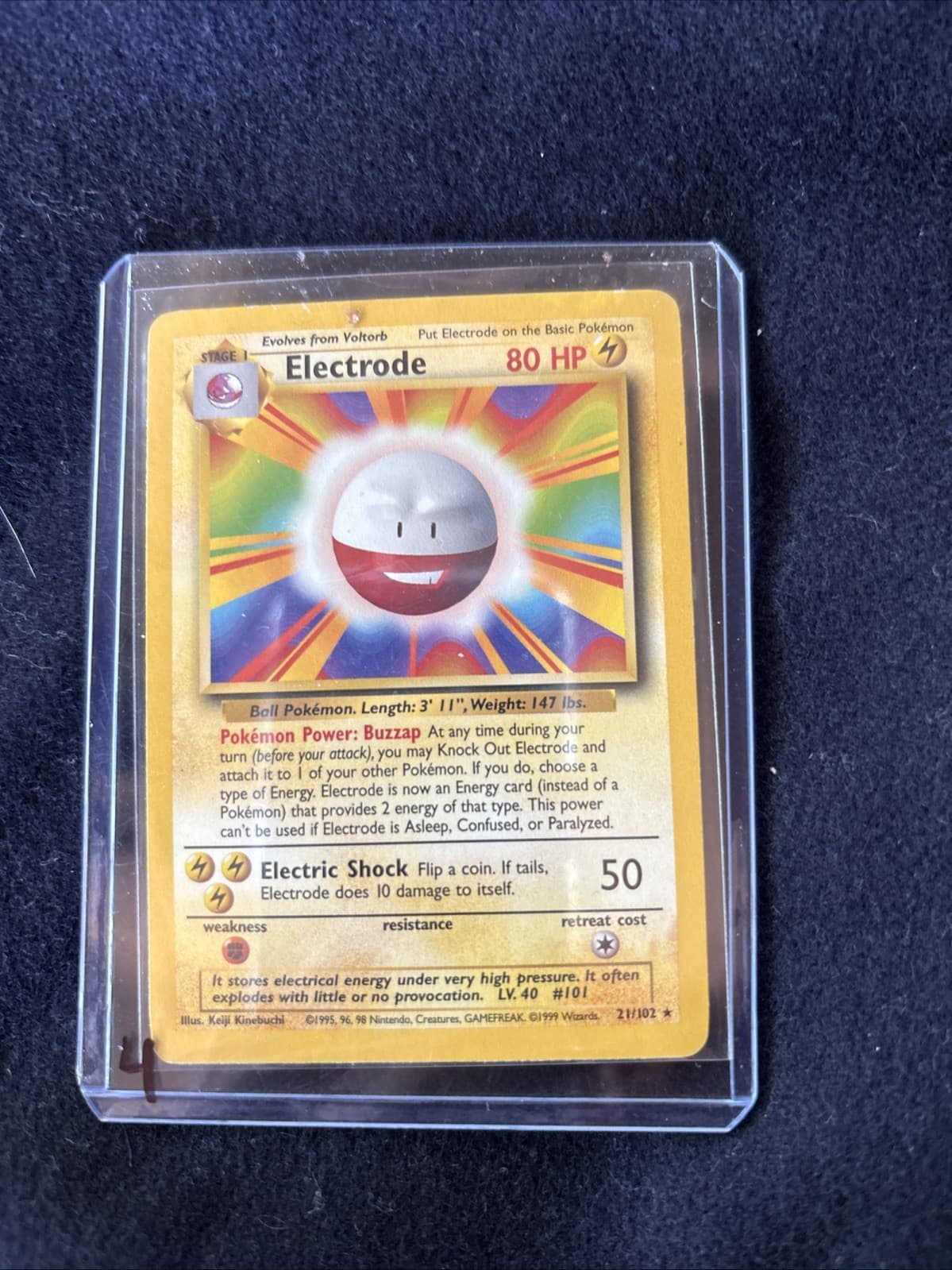 Electrode 80 HP 21/102 Base Set Rare Shadowless Pokémon Card English