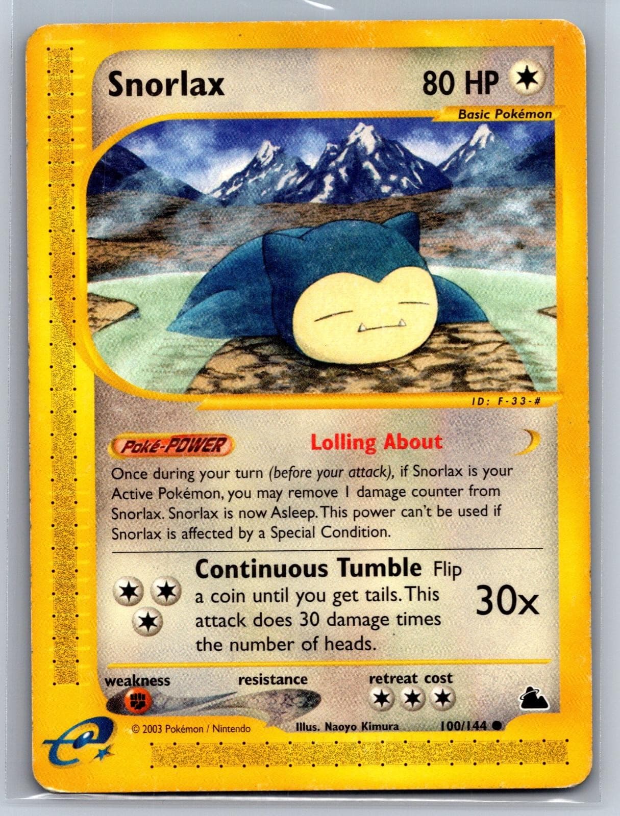 Snorlax 100/144 Common Skyridge Pokemon Moderately Played E-Reader