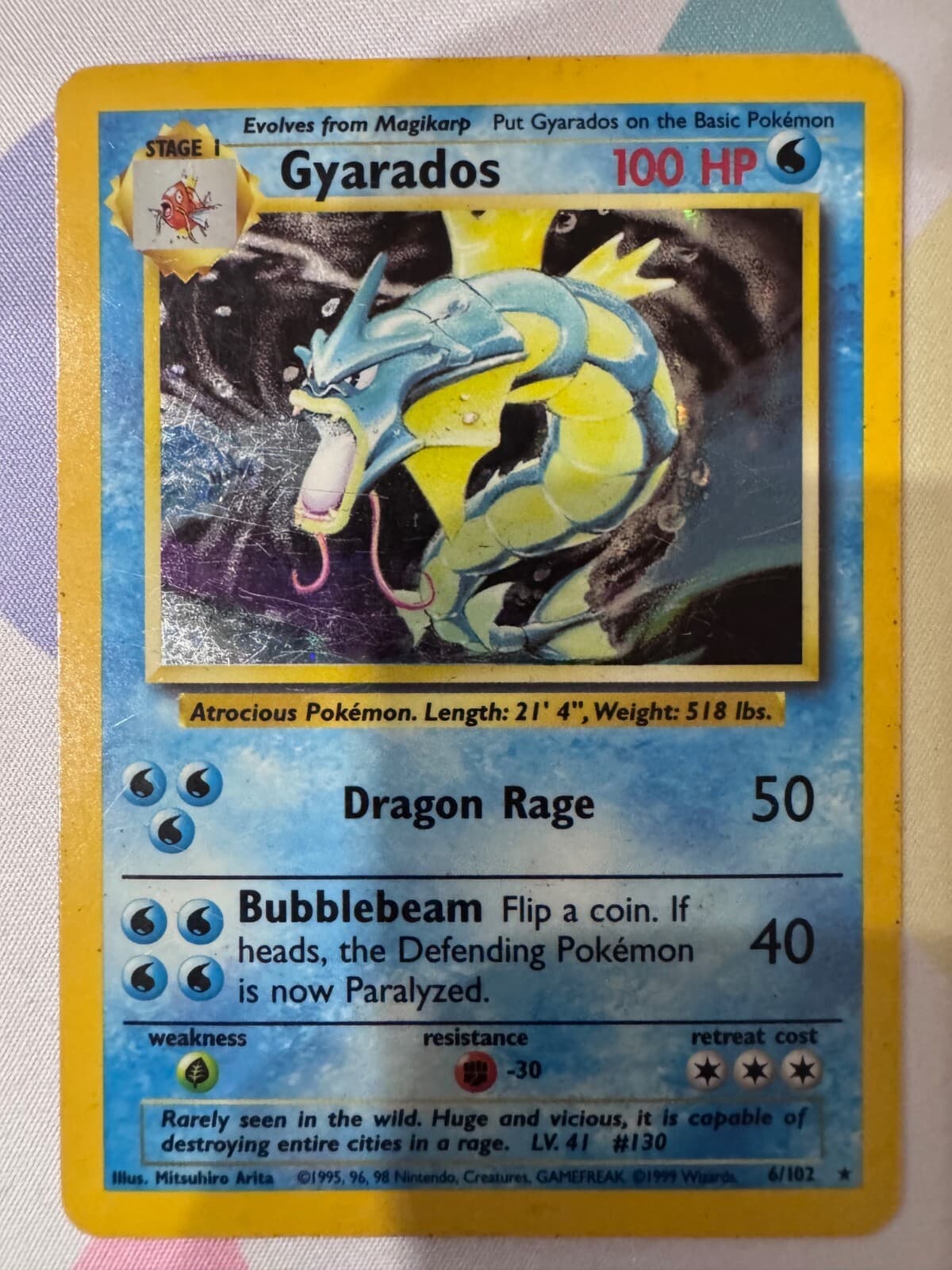 Pokemon, Gyarados, Holo, Base Set, 6/102, HP/MP