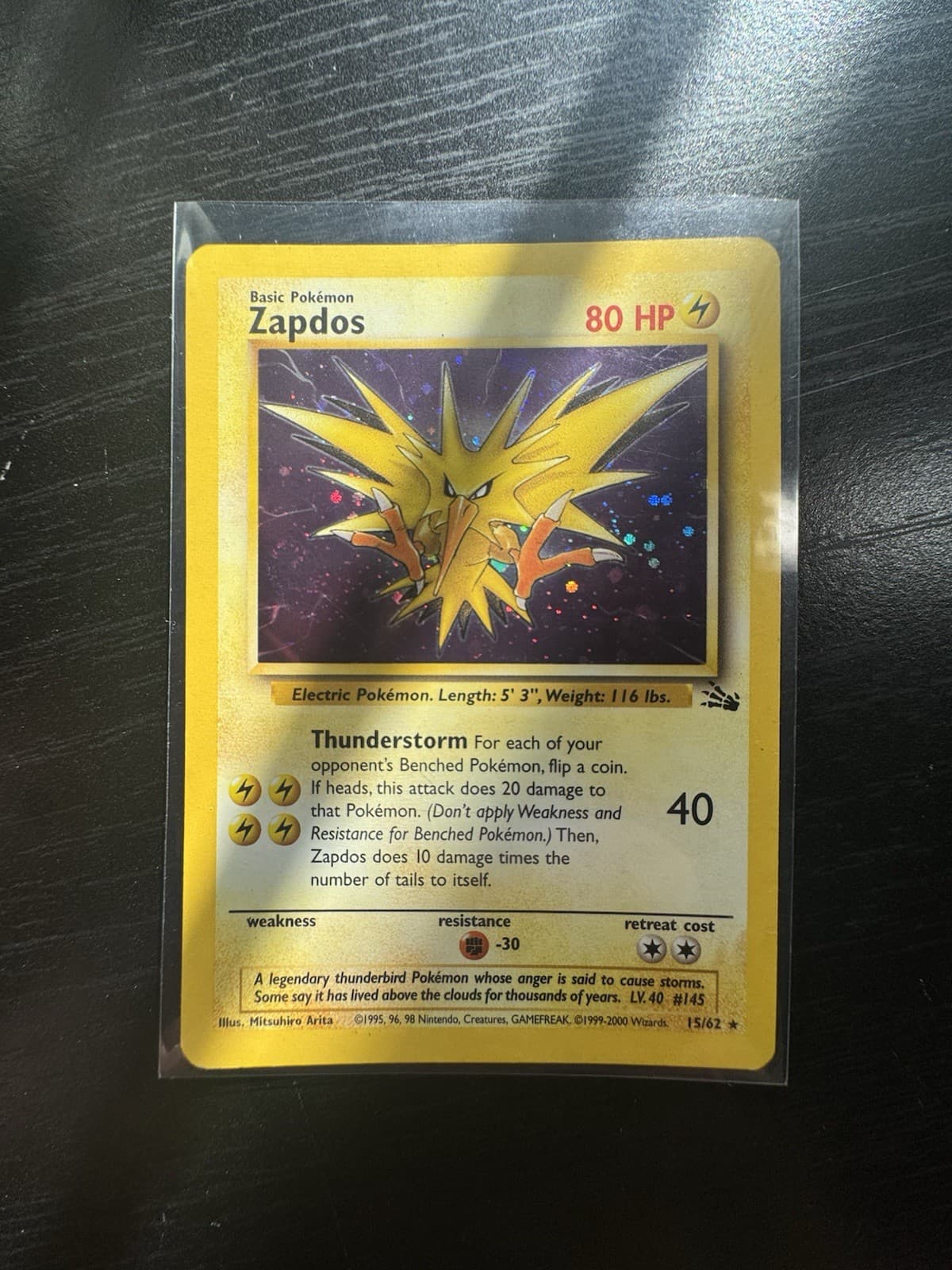 Zapdos Holofoil #15 - Pokemon Fossil