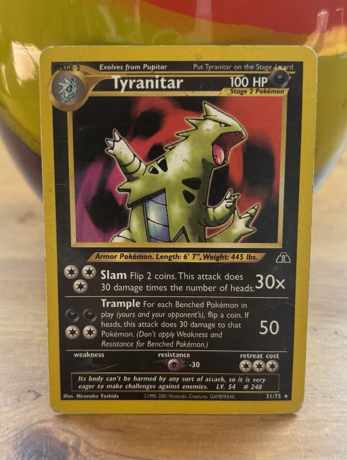 Pokémon TCG Holo Tyranitar Neo Discovery Unlimited Rare Card 31/75 Very Played