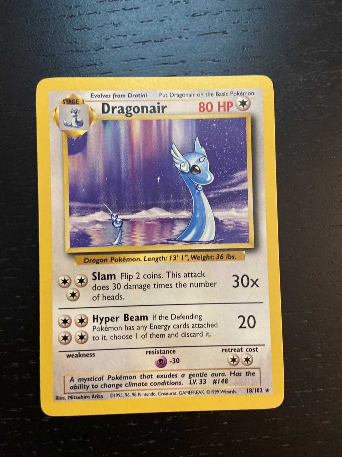 Dragonair Shadowless 18/102 Rare Base Set 1999 WOTC Pokemon Card