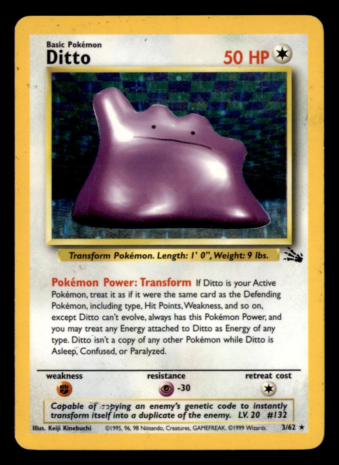 Ditto (3) Fossil Holo Rare, Holo 03/62