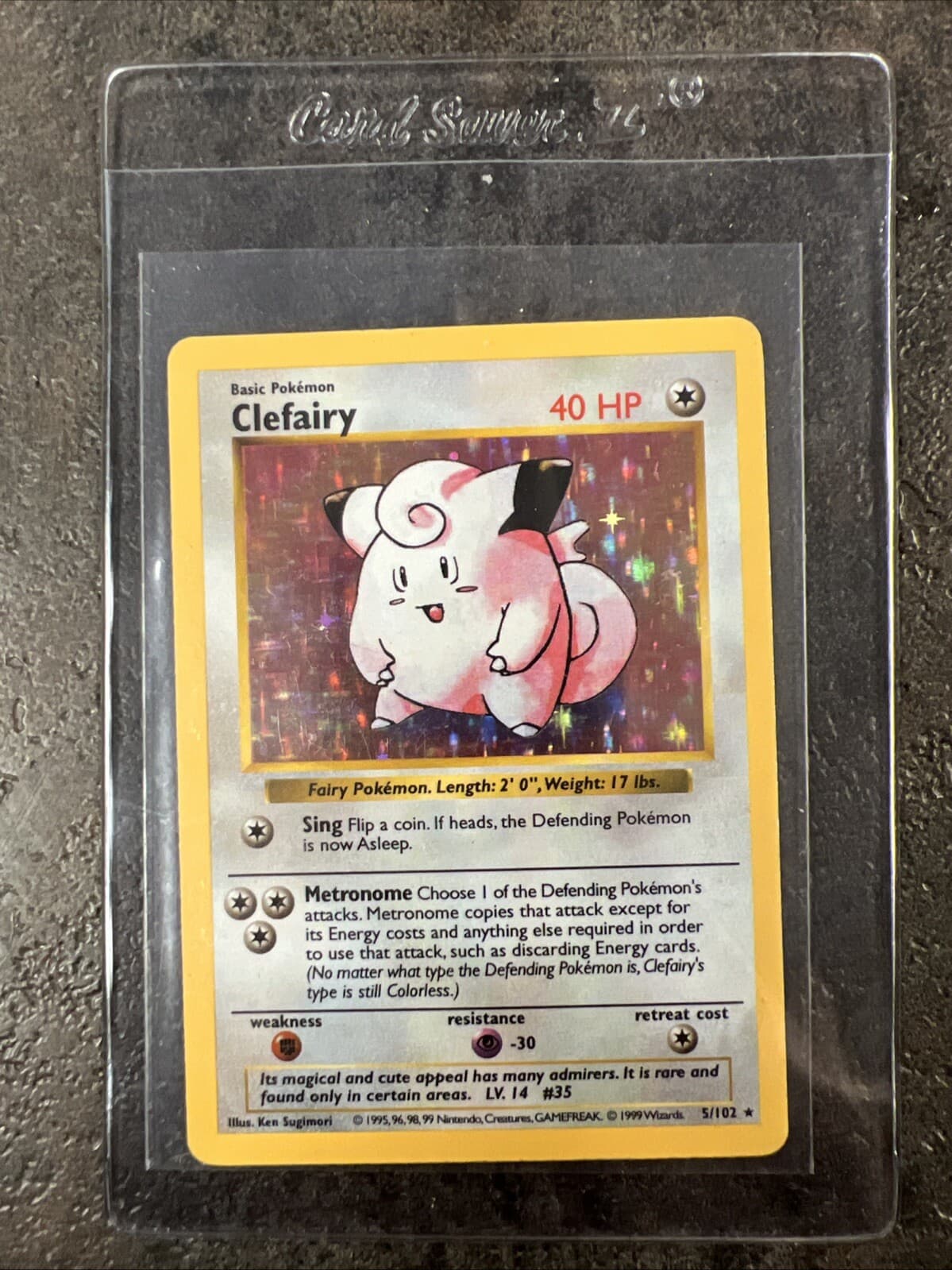 SHADOWLESS Pokémon Clefairy Base Set 5/102 Holo Rare